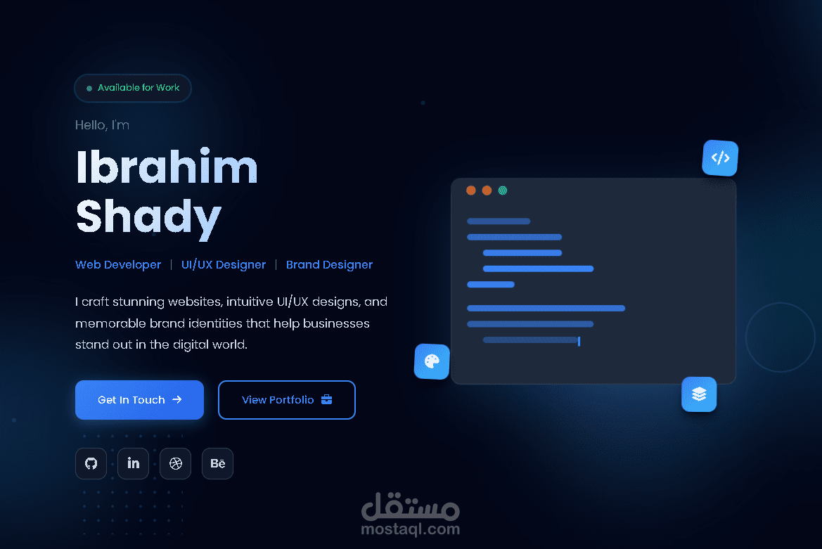 Landing page for freelancer with ai bot