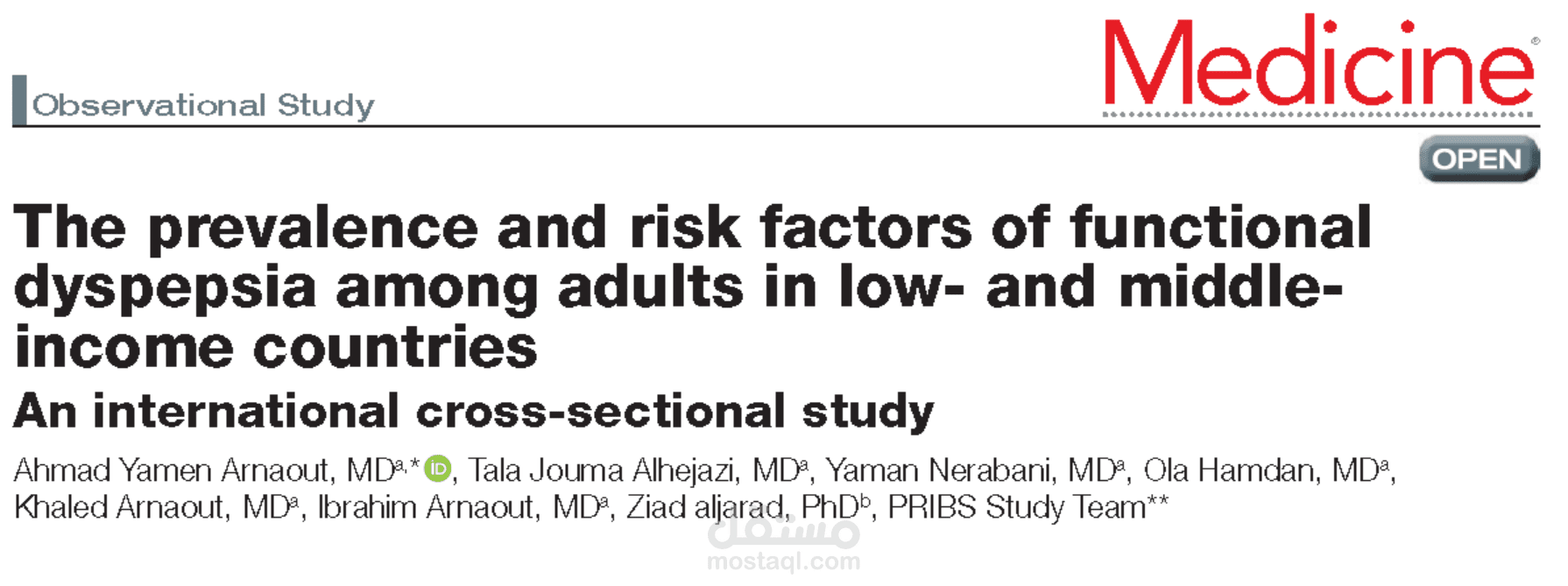 The prevalence and risk factors of functional dyspepsia among adults in low-and middle-income countries: An international cross-sectional study