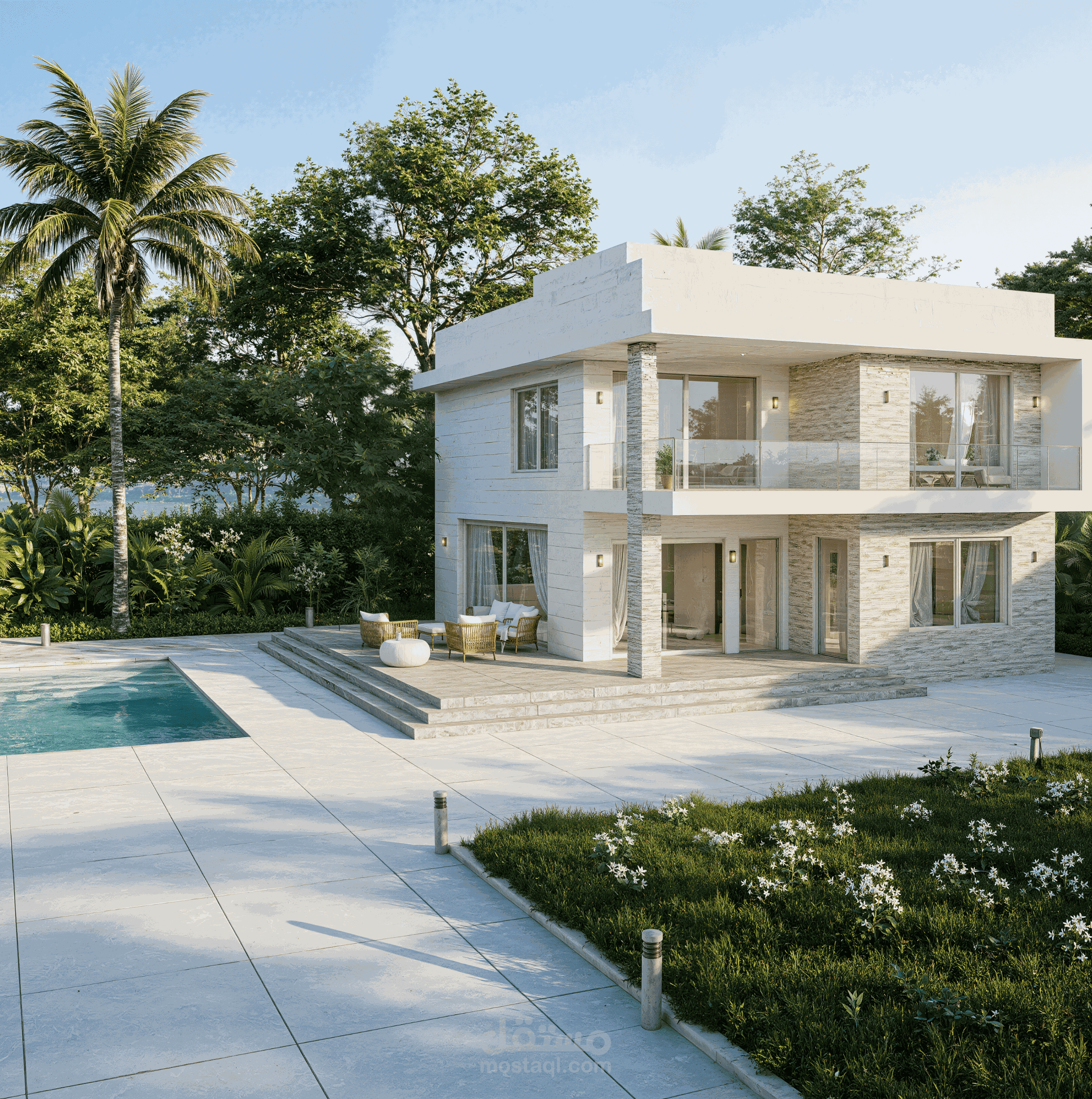 إظهار معماري خارجي واقعي لفيلا مودرن | 3D Exterior Visualization