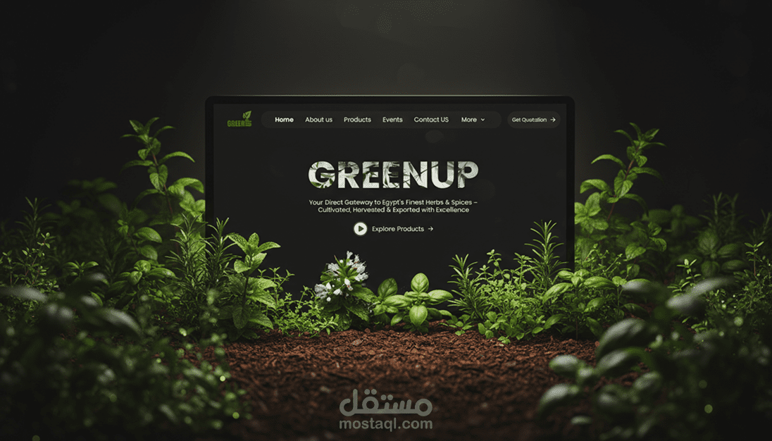 تصميم UX/UI لموقع شركة Green Up لتصدير الأعشاب والتوابل