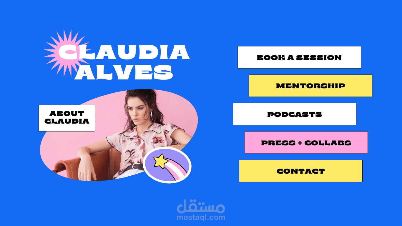 Blue, Pink, and Yellow Colorful Blocks Blogger Bio-Link Website