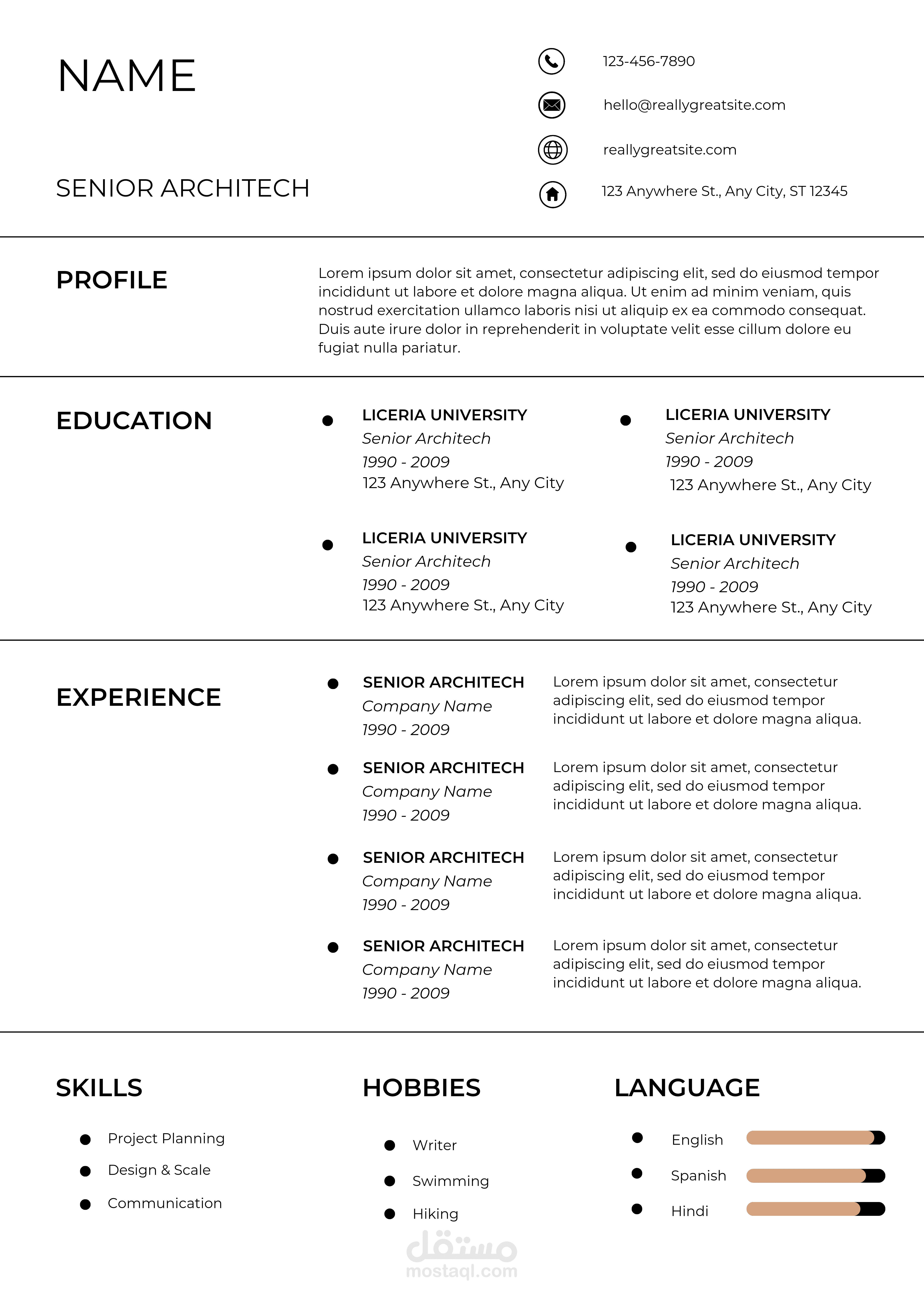 مثال لـ CV سيره ذاتيه