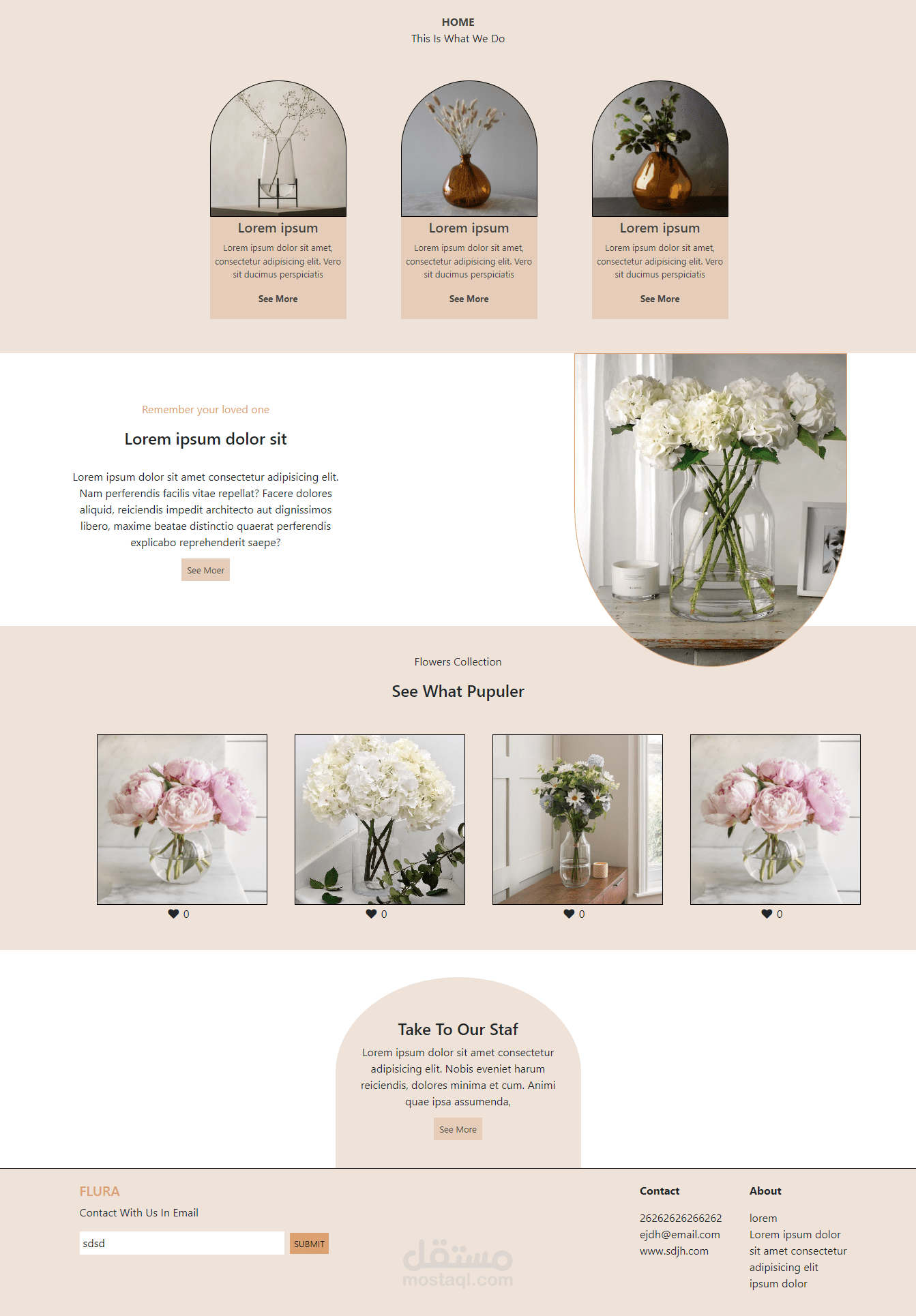 Interface of a flower shop website
