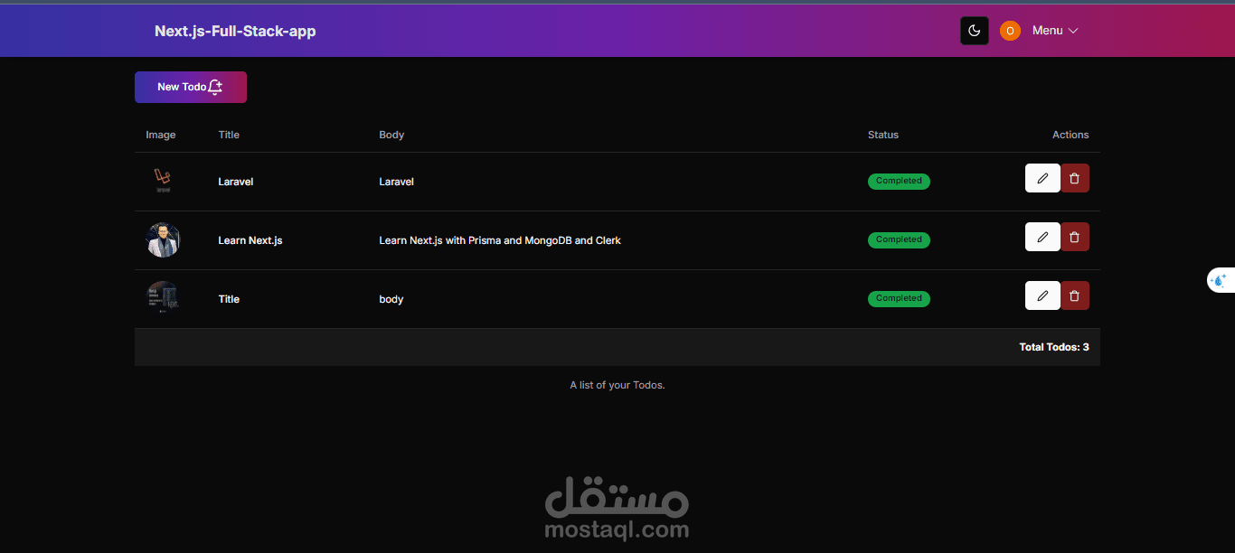 Full-stack Todo list application
