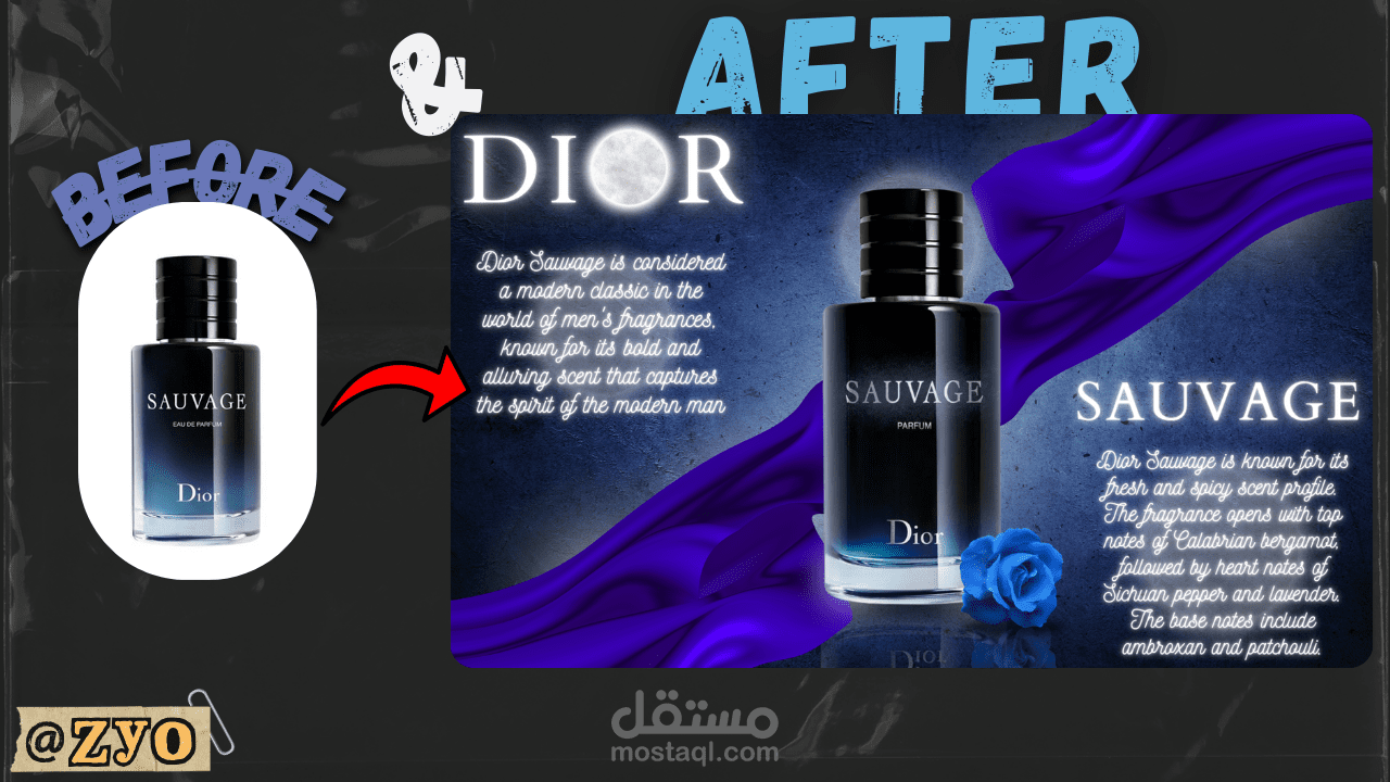 تصميم إعلان فاخر لعطر Dior