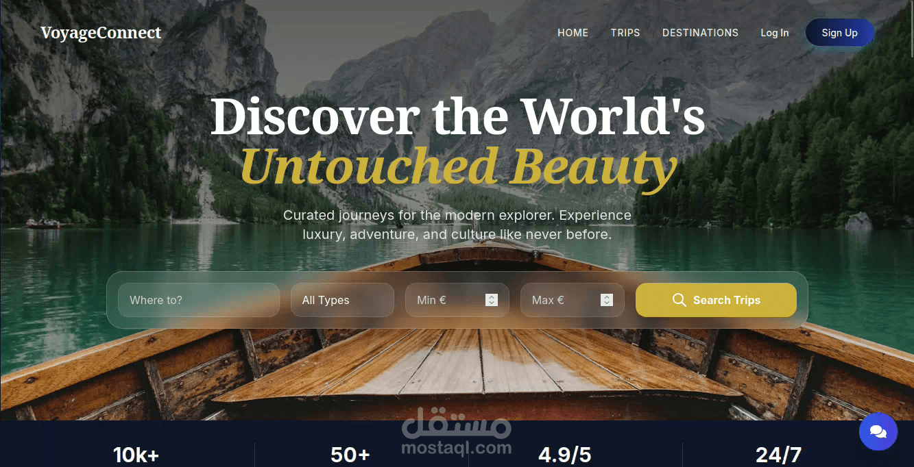 تطوير منصة VoyageConnect لحجز الرحلات السياحية مع مساعد ذكي (AI) وبوابة دفع stripe