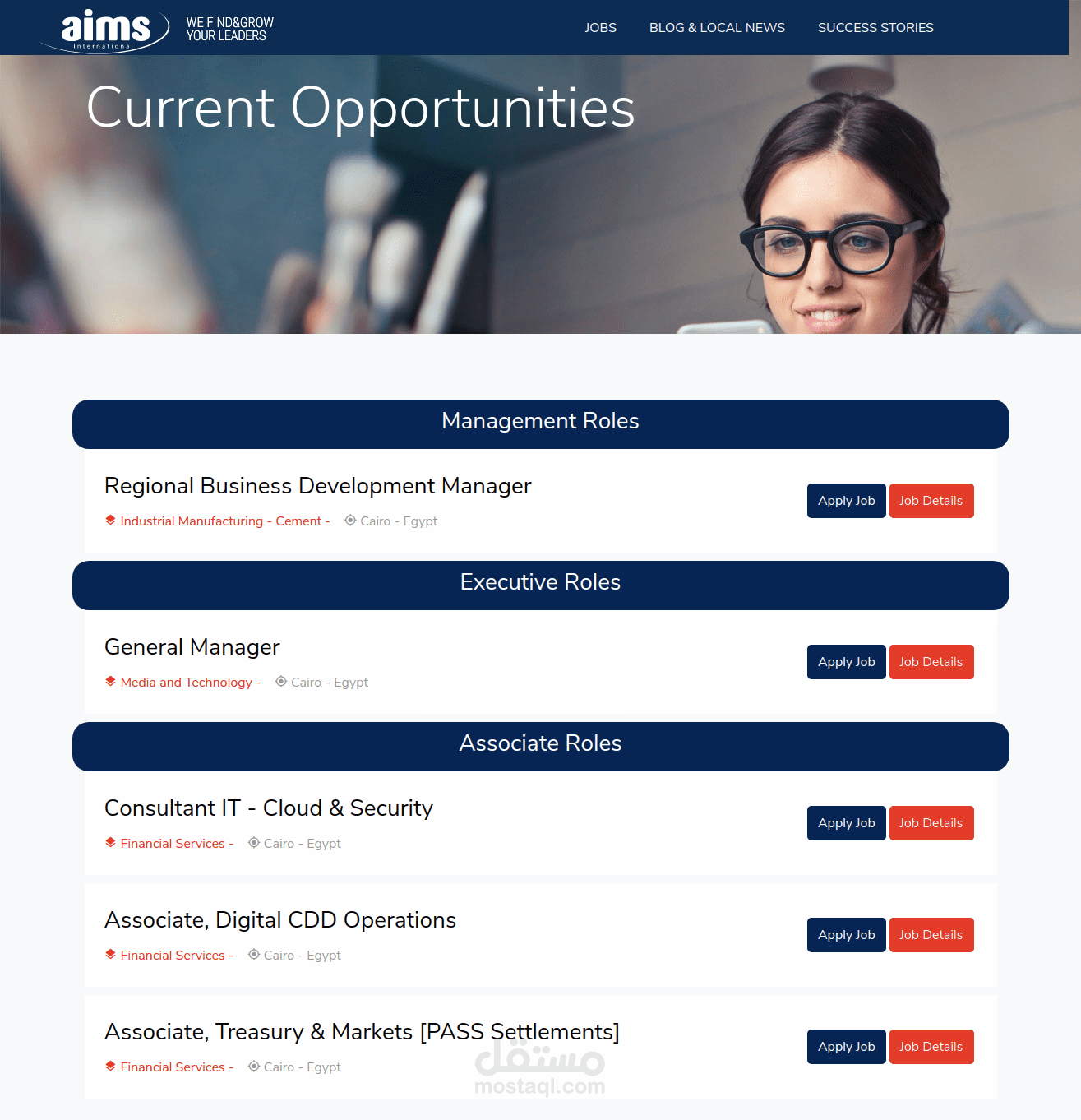 Jobs and Blogs for aims-egypt company