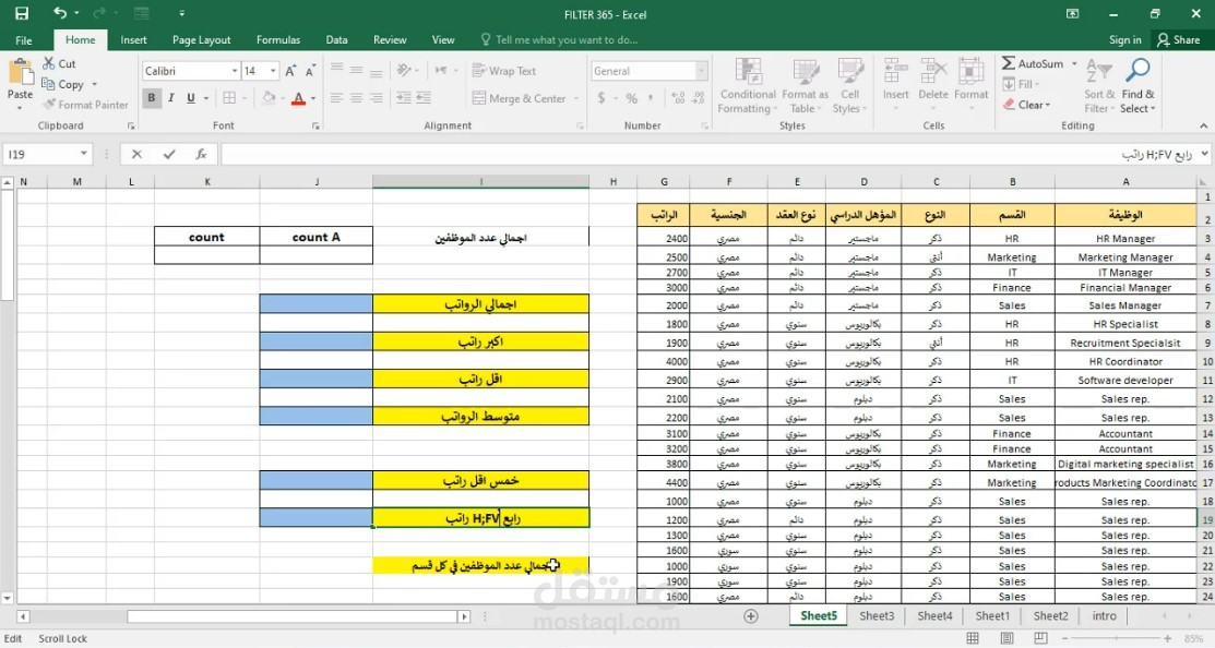 شيت اكسل منظم