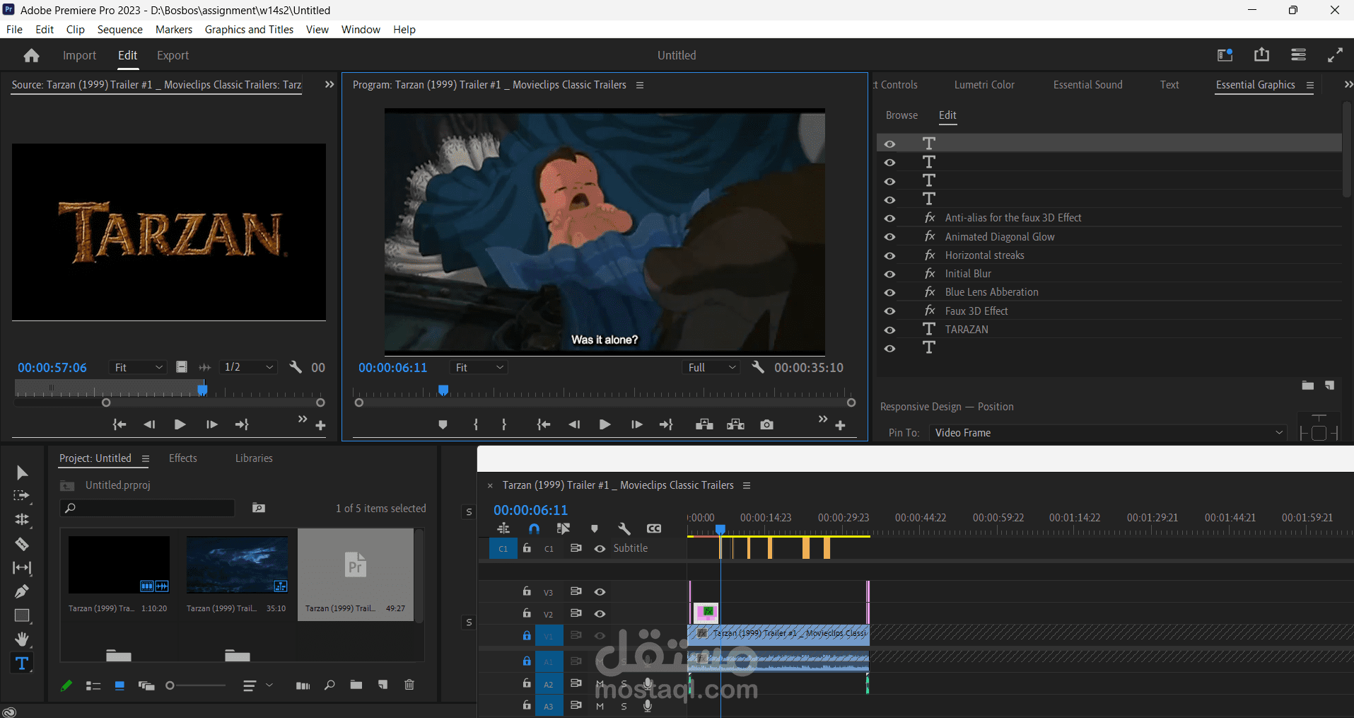 إعلان تريلر لفيلم طرزان – مونتاج فيديو