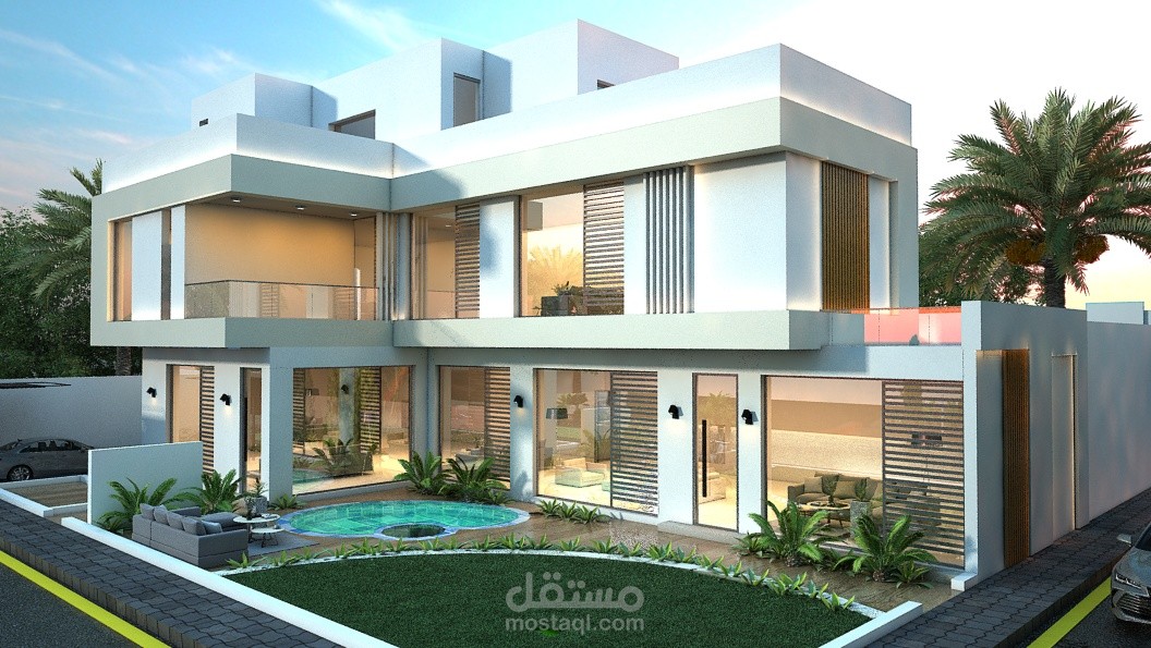 تصميم إنشائي لفيلا مودرن