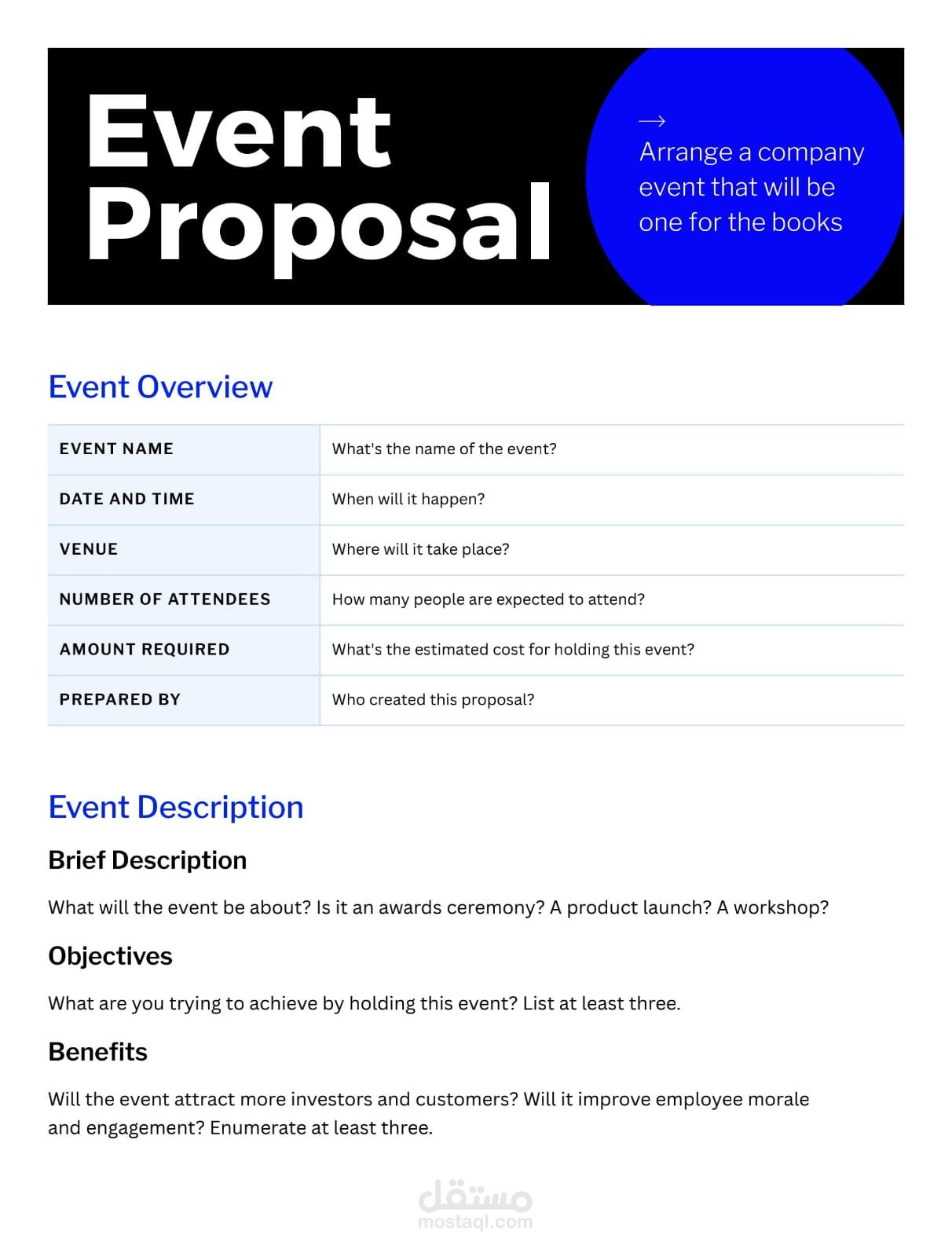 ٌإمكانية عمل Event proposal بطريقة إحترافية