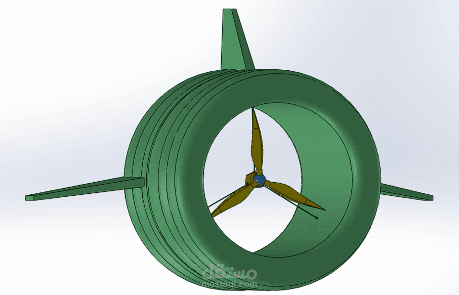 تصميم توربينه رياح طائره باستخدام solidworks