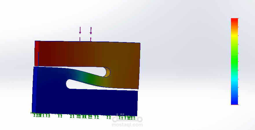 اختبار قطعه معدنيه باستخدام Solidworks