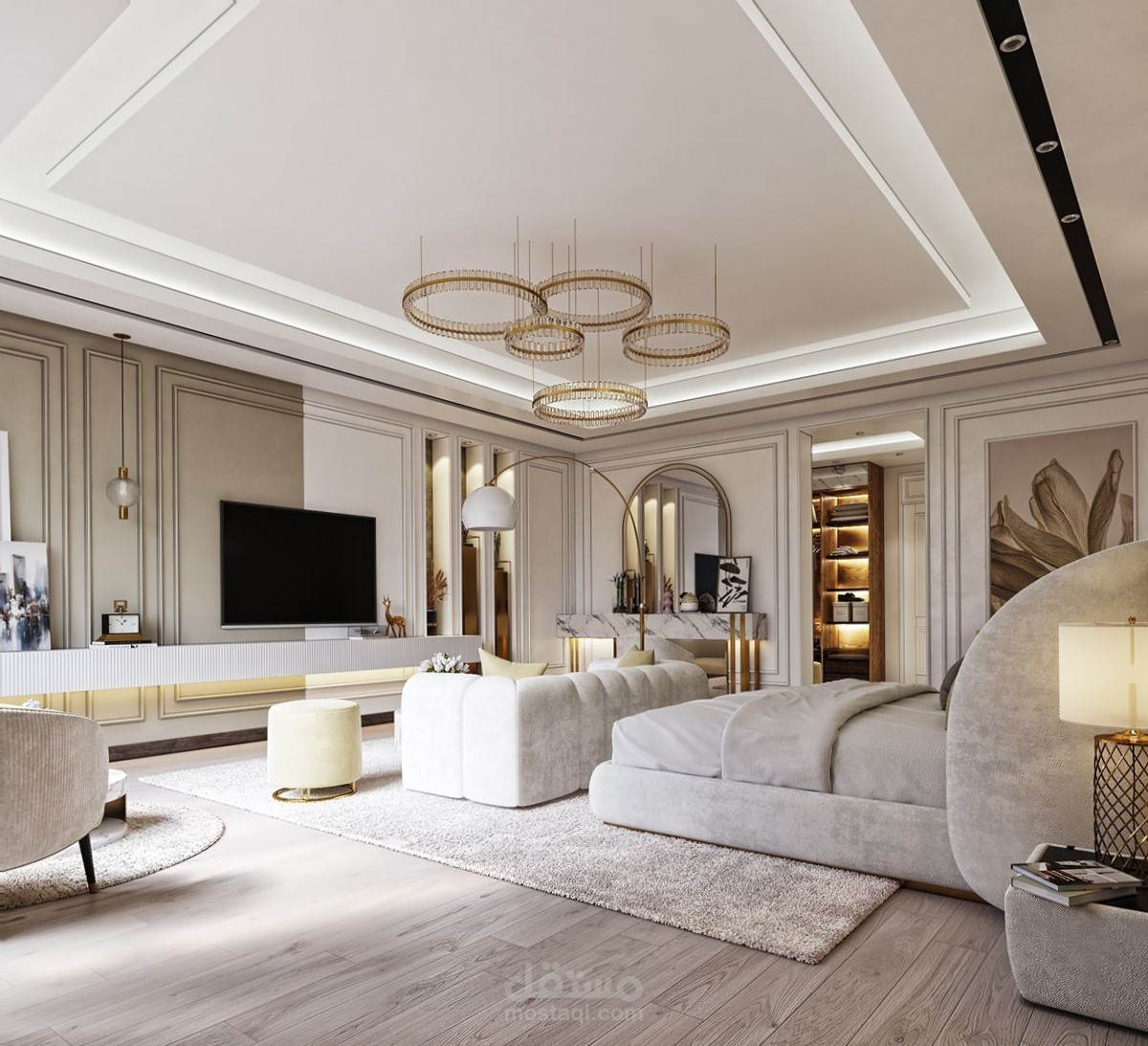 غرفة نوم ماستر على الطراز الفاخر