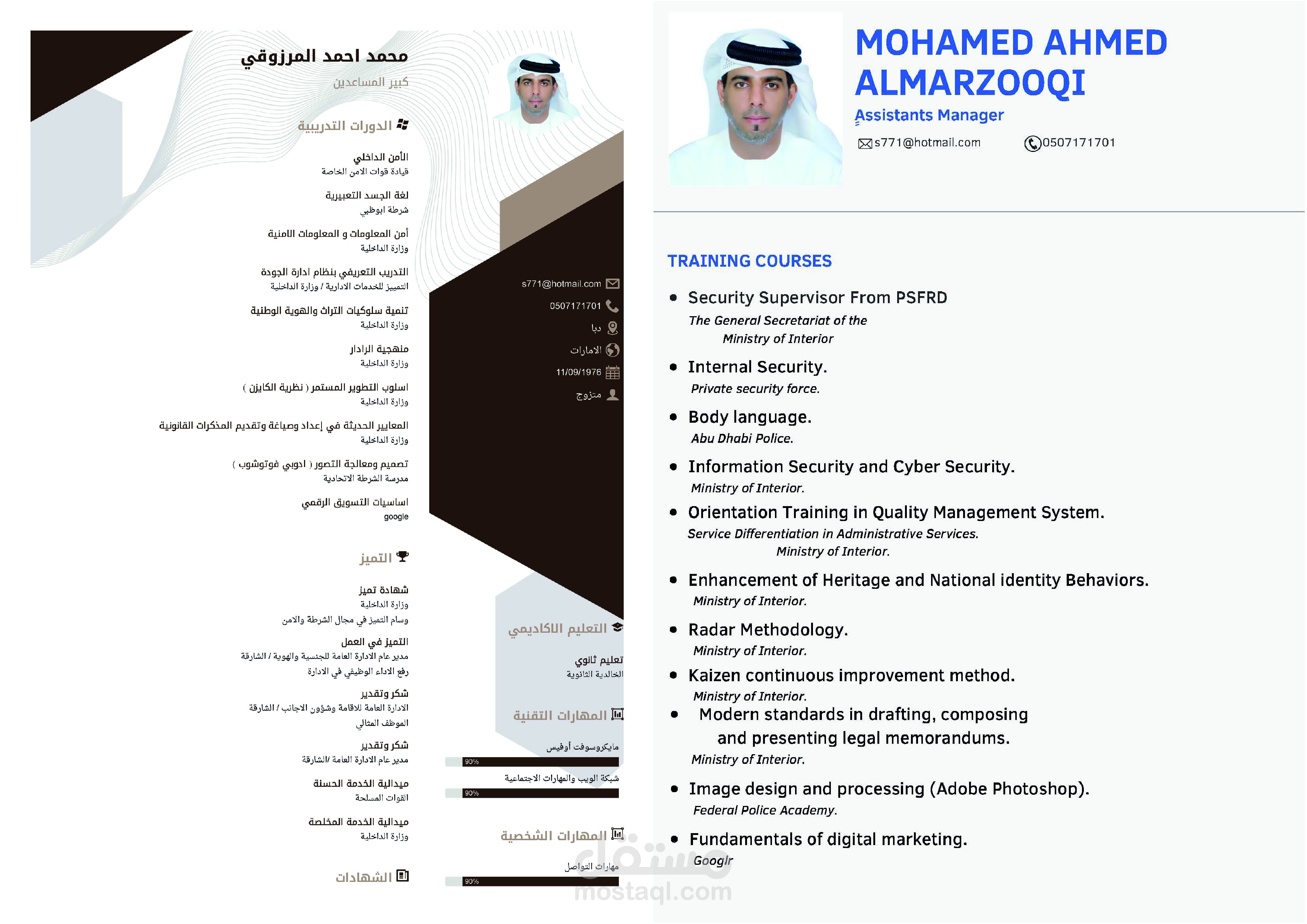 ترجمة CV من اللغة العربية الى الانجليزية