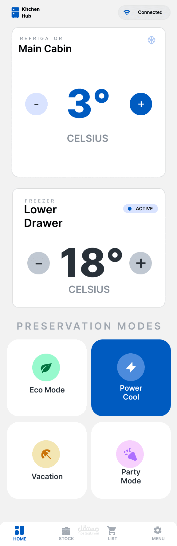 Smart Fridge Control Interface