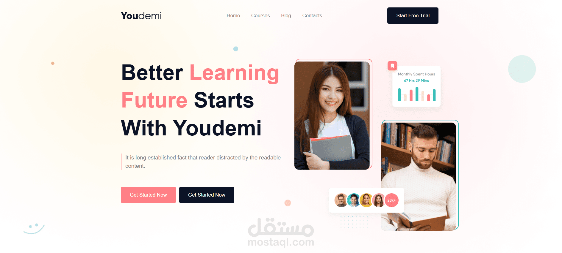 تصميم واجهة منصة تعليمية (Youdemi) – متجاوب وحديث