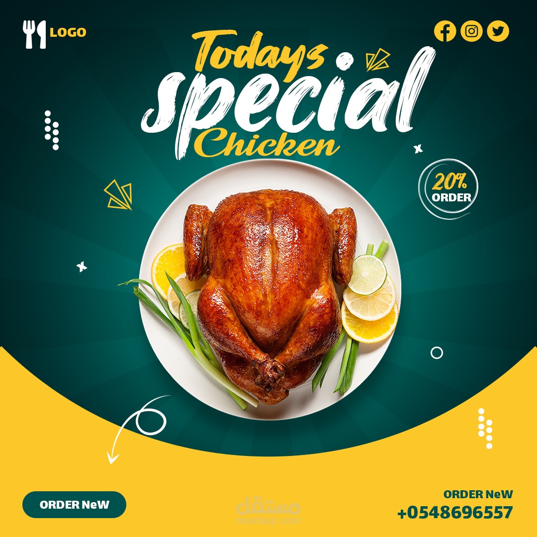 تصميم سوشيال ميديا للأكلات الشرقية والغربية