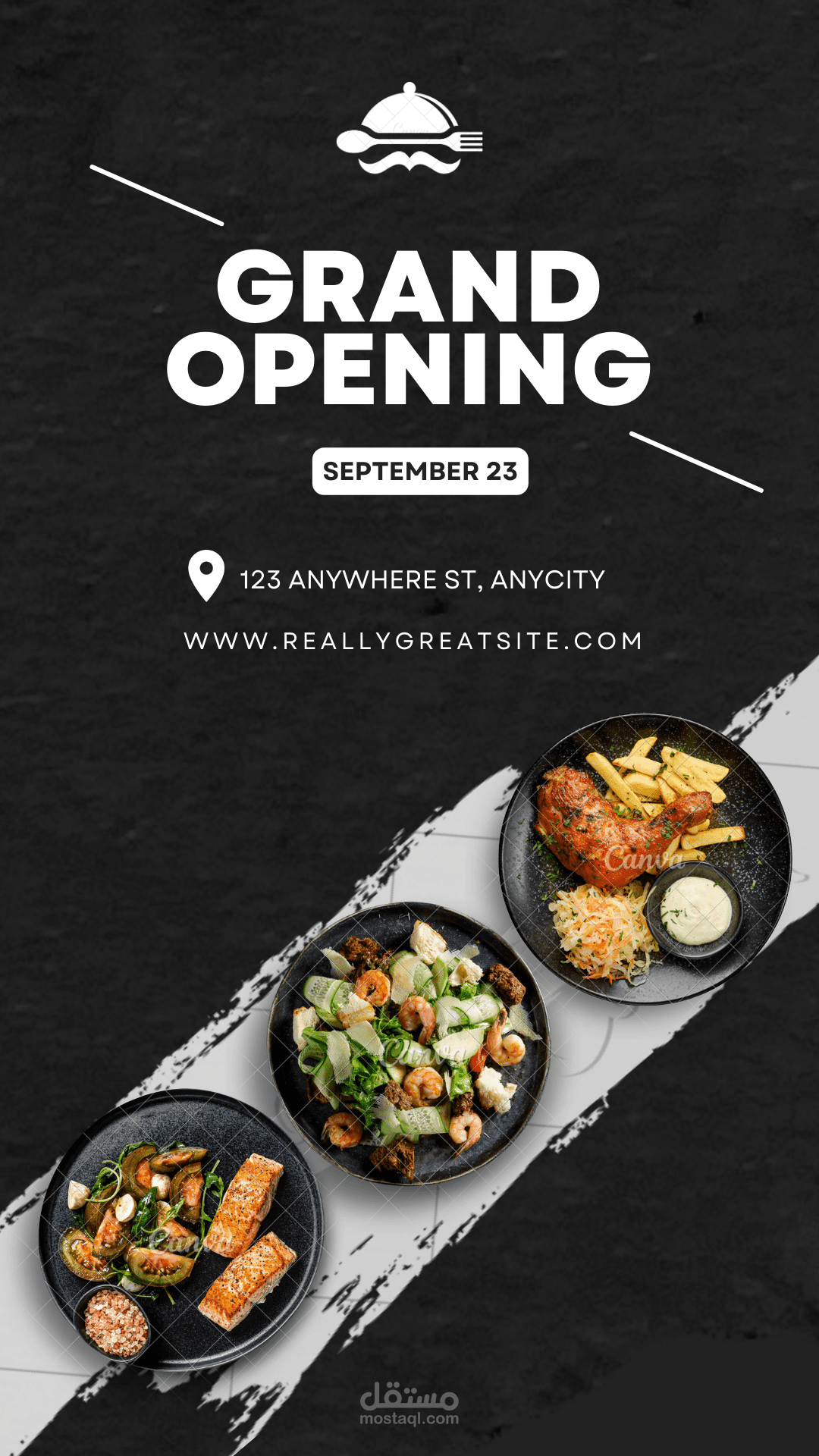 Black Stroke Grand Opening Restaurant Food Instagram Story