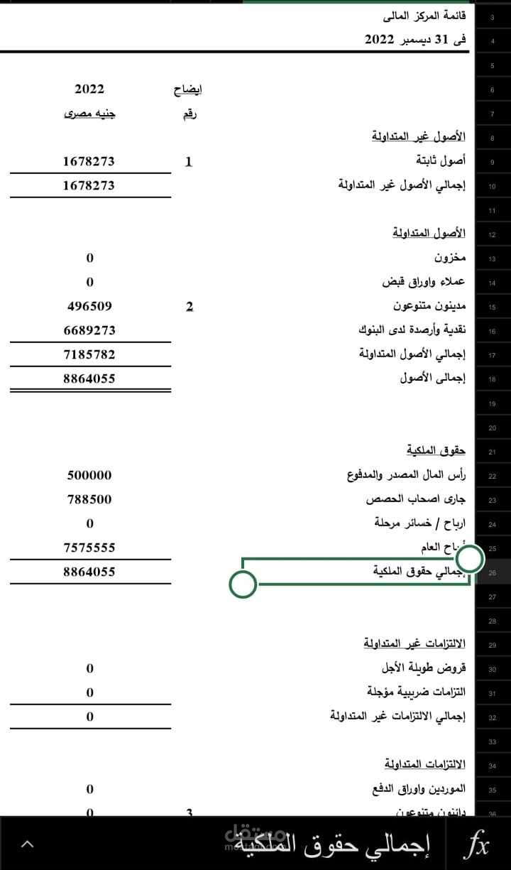 ميزانية لشركة
