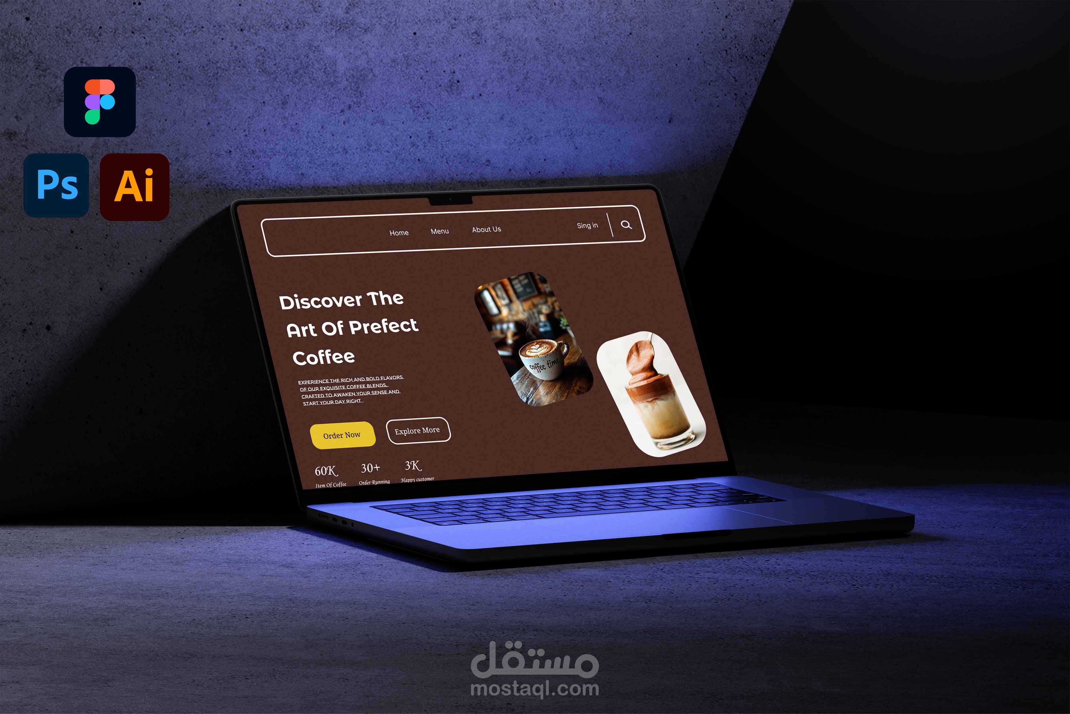 مشروع UX \ UI لمتجر القهوة على شبكة الإنترنت
