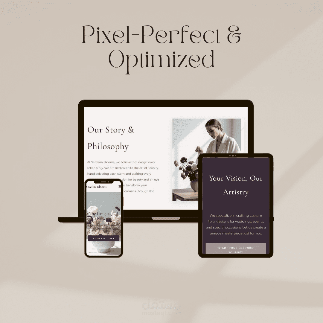 تصميم وتطوير واجهة متجر زهور فاخر (Responsive) .