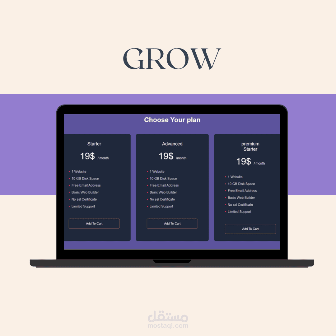 جدول أسعار احترافي وعصري (Pricing Table)