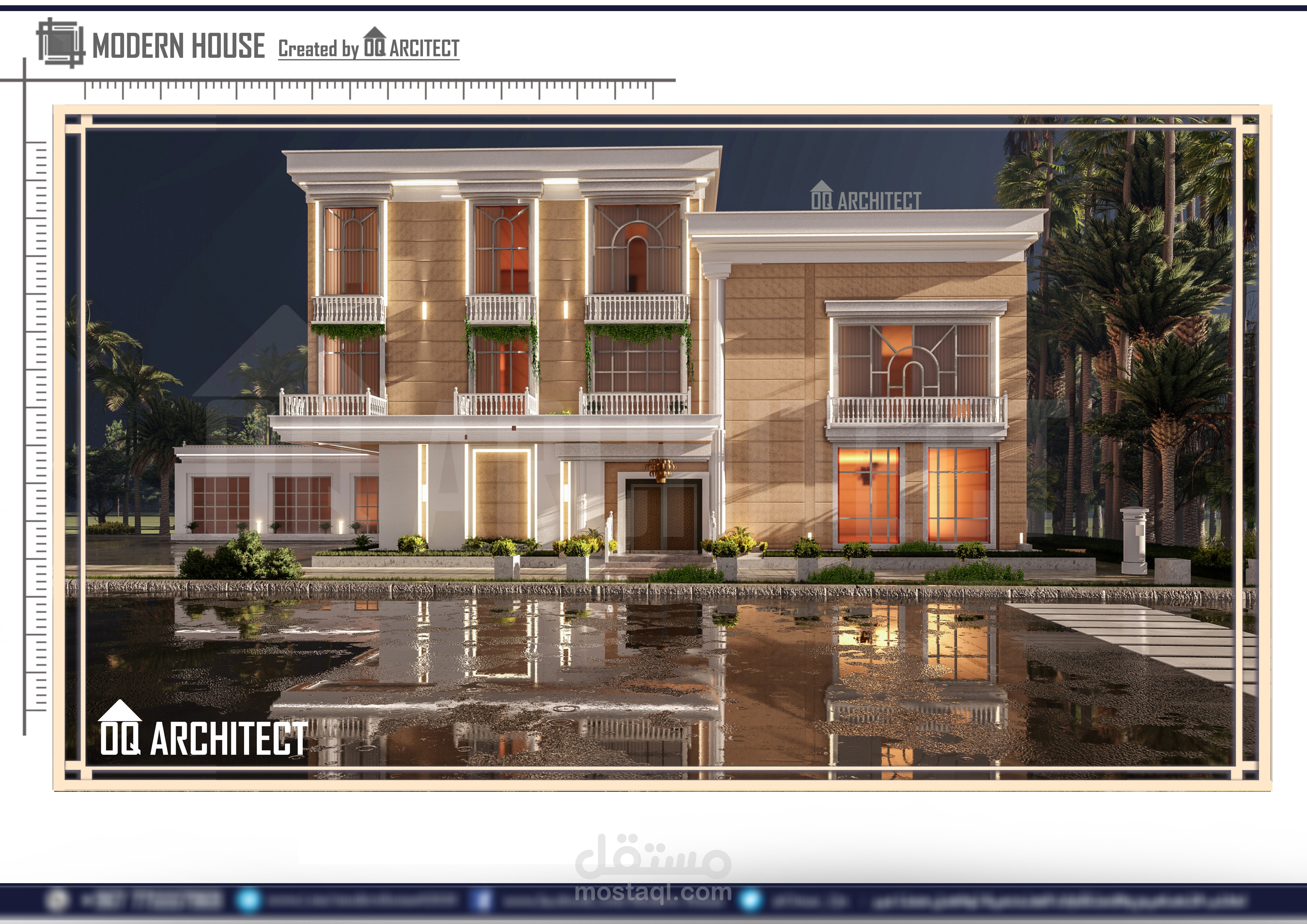 تصميم واجهة فلة سكنية -الرياض
