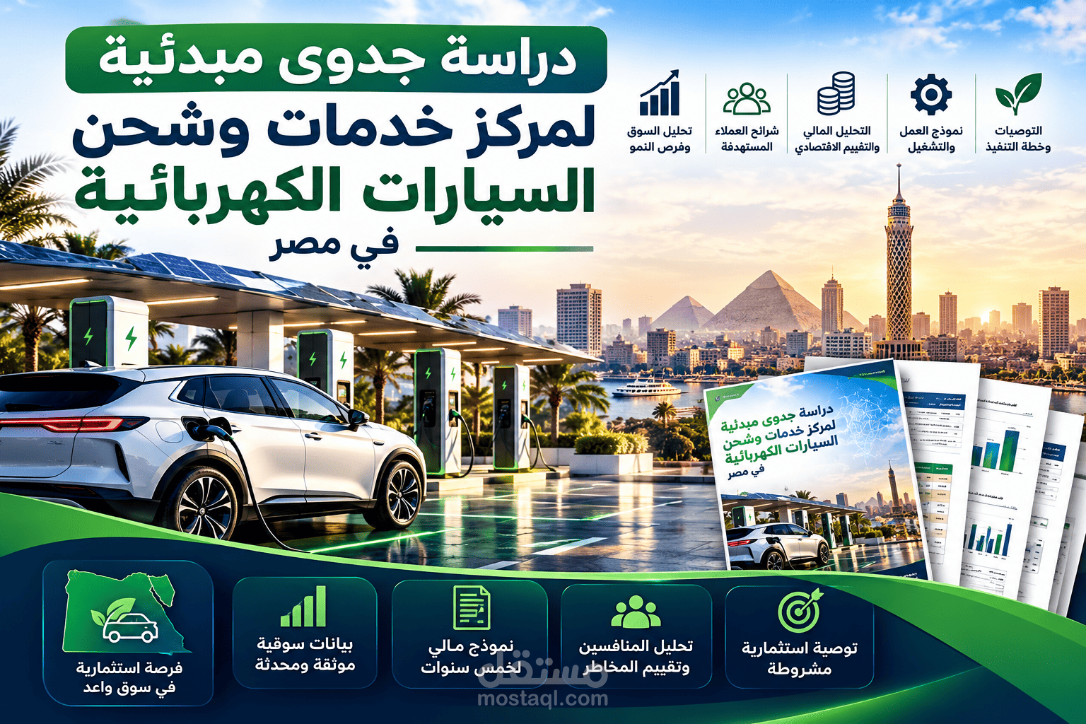دراسة جدوى مبدئية وتحليل مالي واستثماري لمركز شحن السيارات الكهربائية في مصر