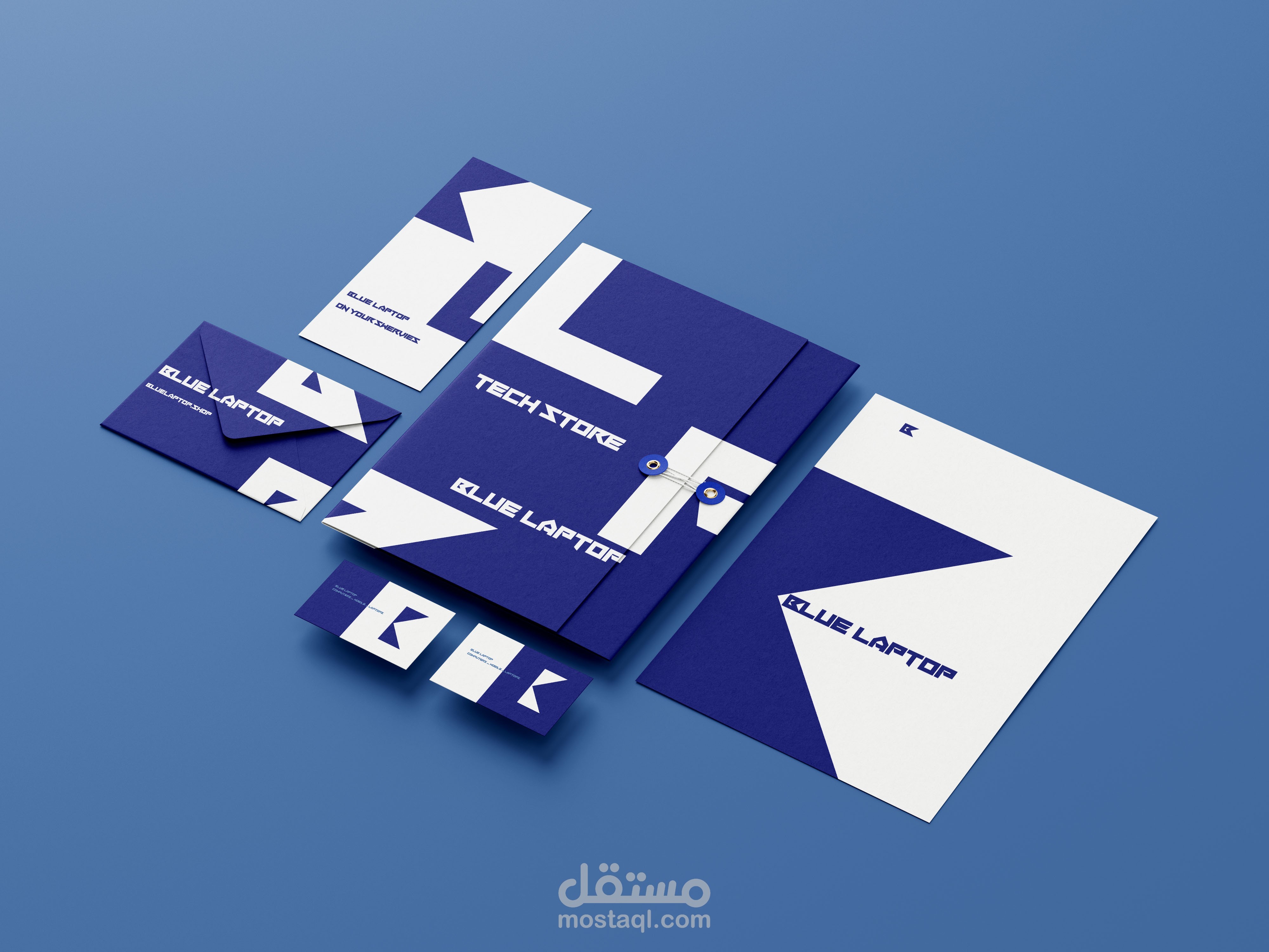 Blue Laptop – Futuristic Tech Brand Identity