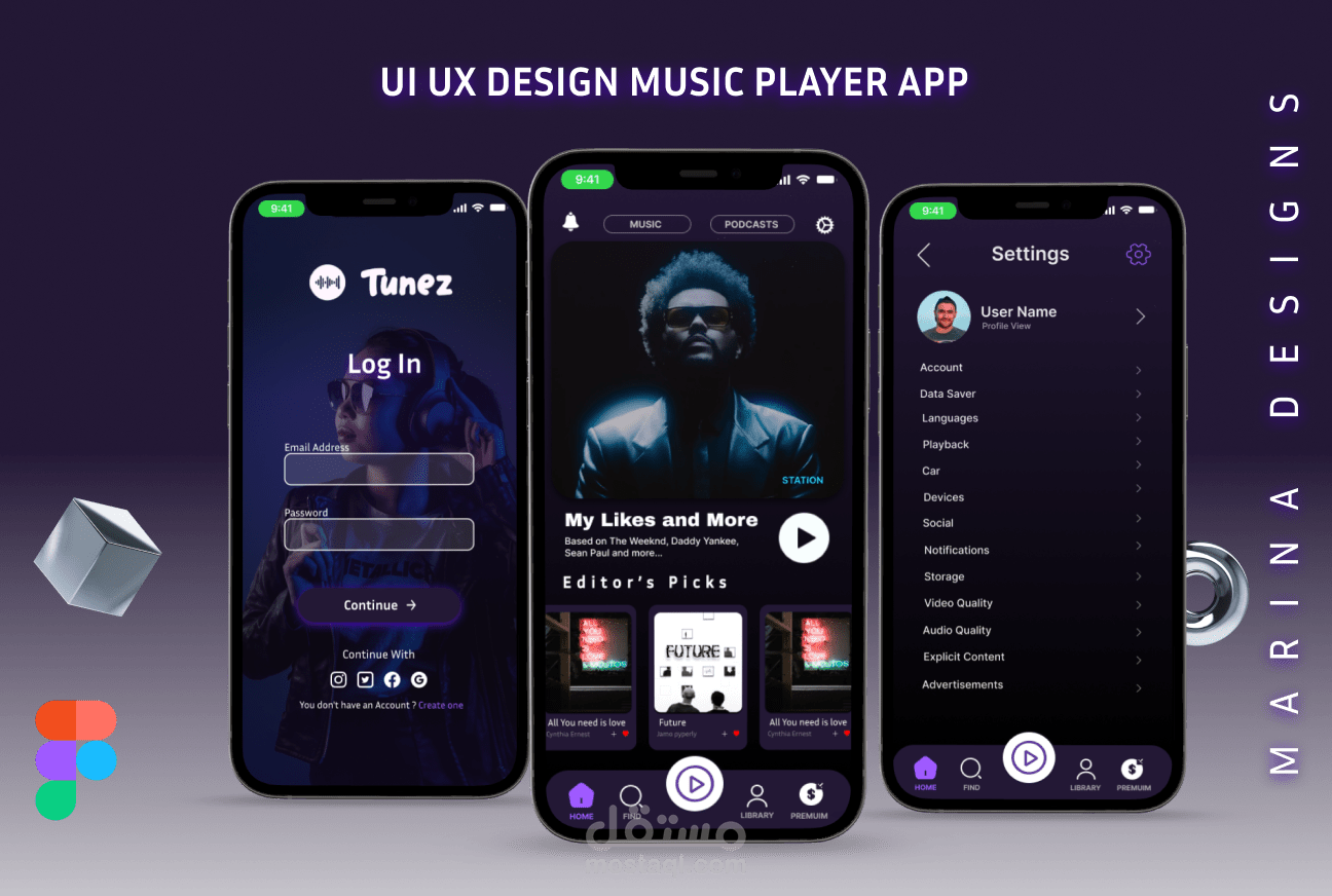 Unique UI UX design for Music Player App | مستقل