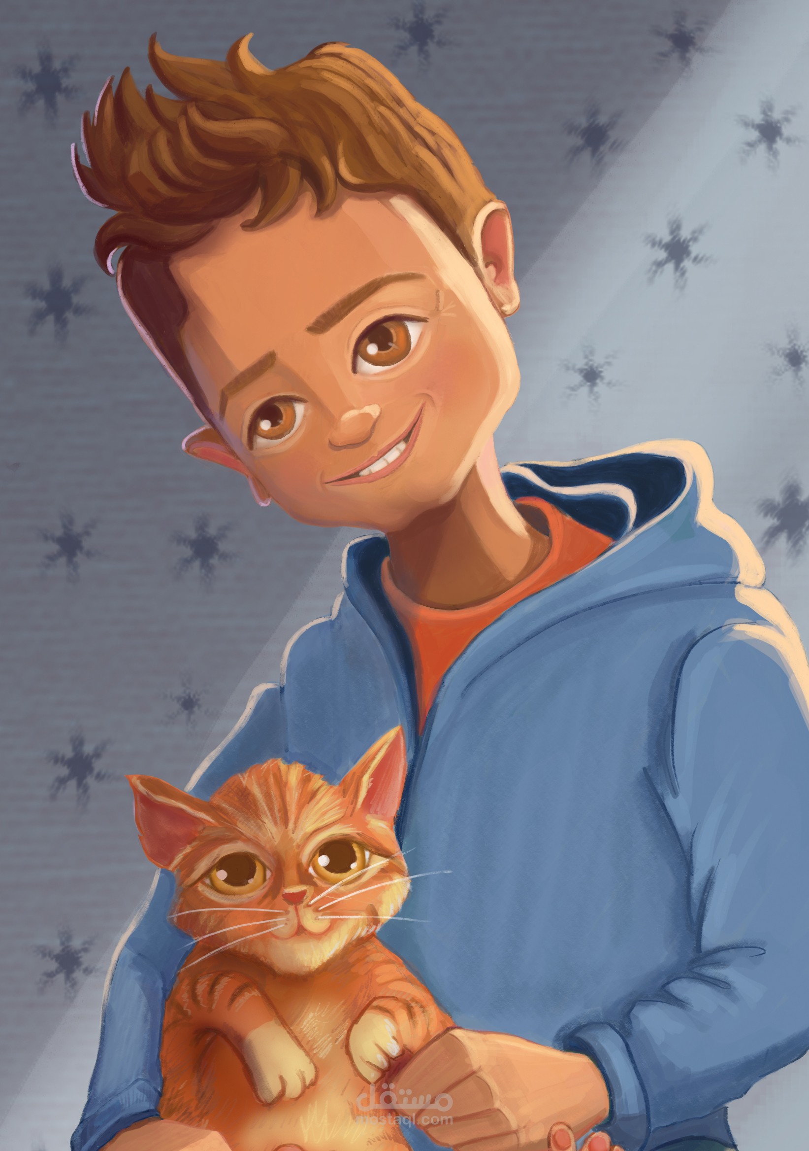 الولد وقطته