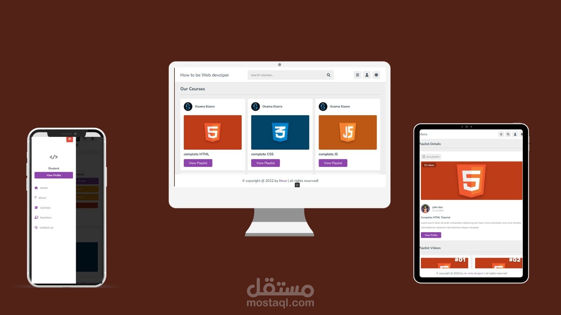 تصميم موقع لتقديم كورسات برمجيه