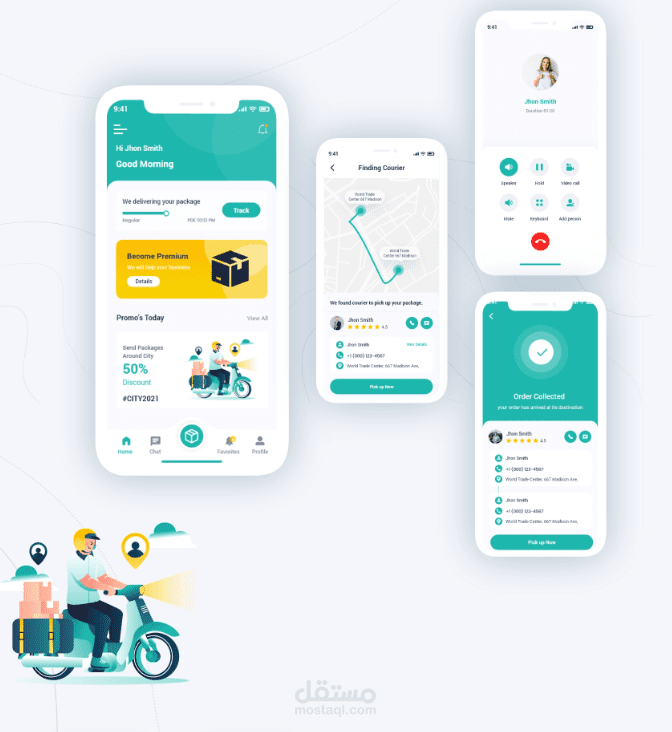تصميم ui&ux لتطبيق توصيل