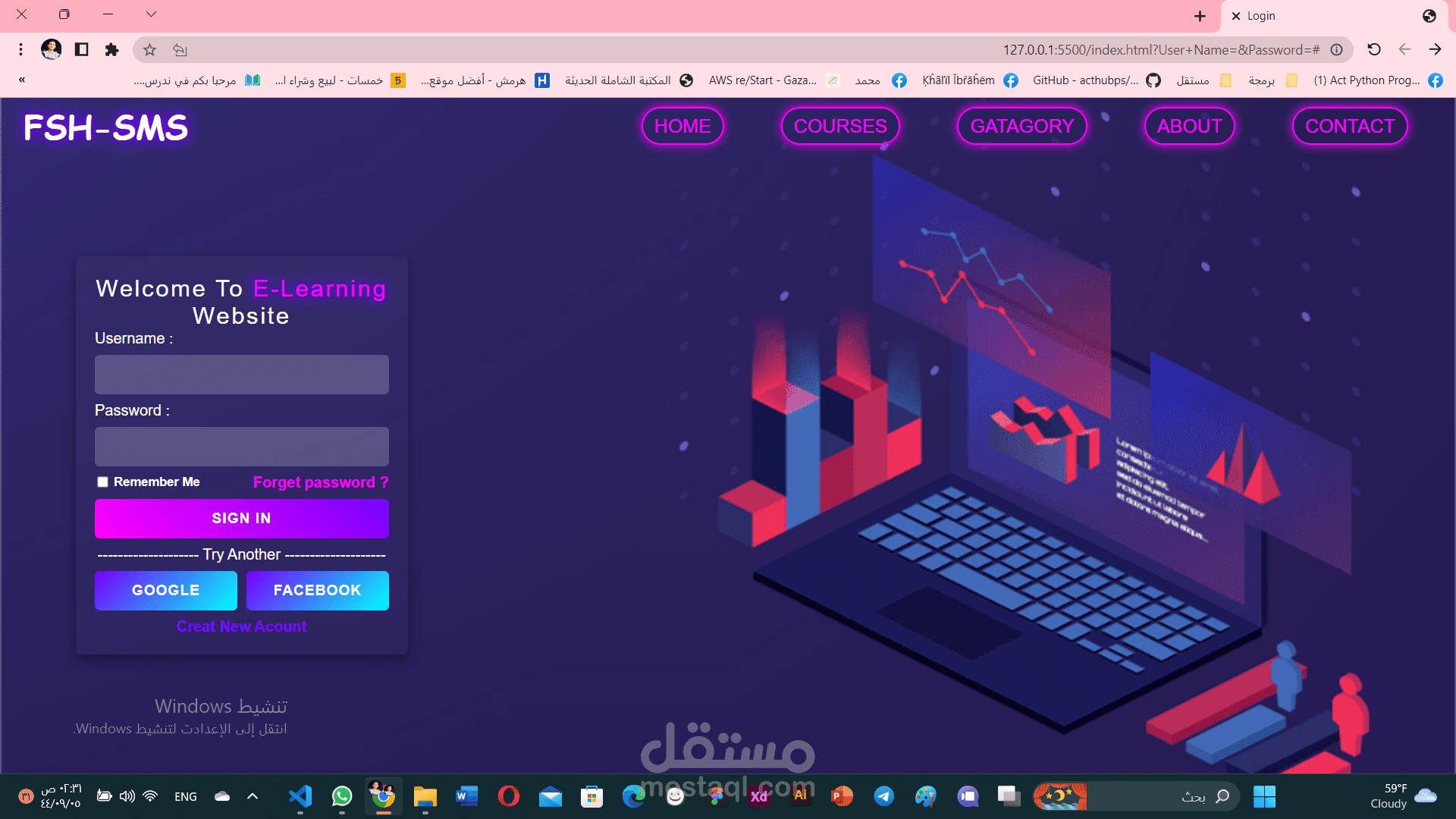 تصميم صفحة ويب بإستخدام Html&Css
