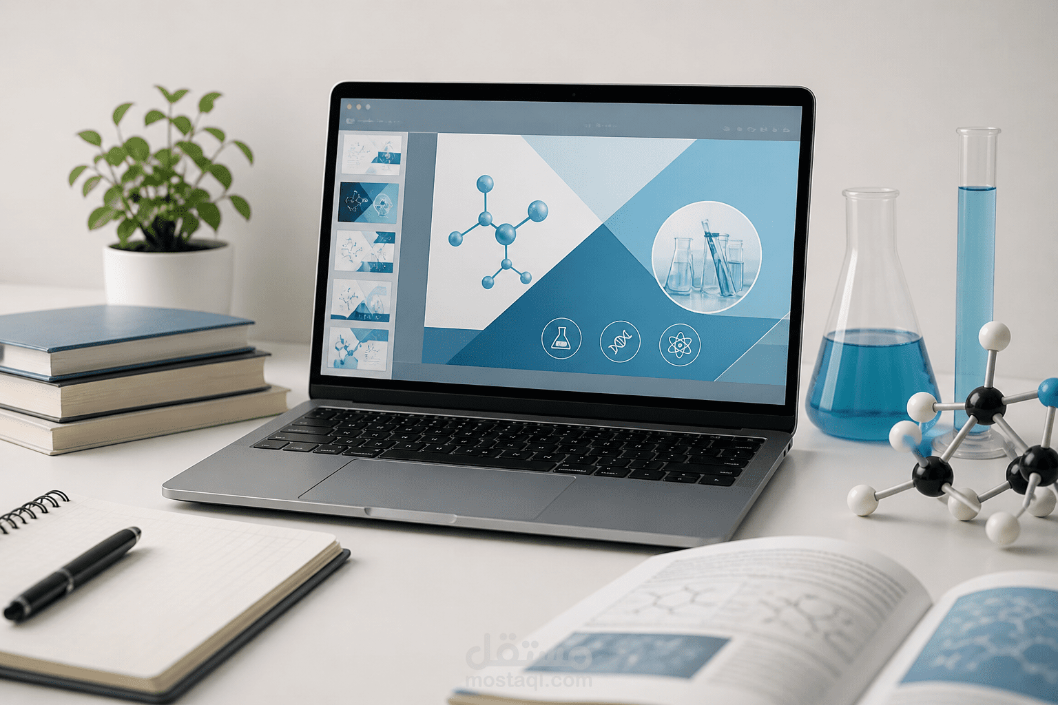 تصميم عروض تقديمية احترافية (PowerPoint) لمواد علمية بشكل منظم وجذاب