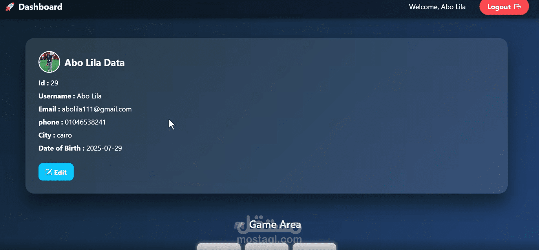 ويبسايت بسيط لنظام Authentication مع واجهة بسيطة ولعبة XO