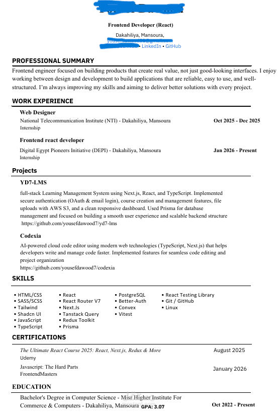 تصميم سيرة ذاتية احترافية متوافقة مع أنظمة ATS