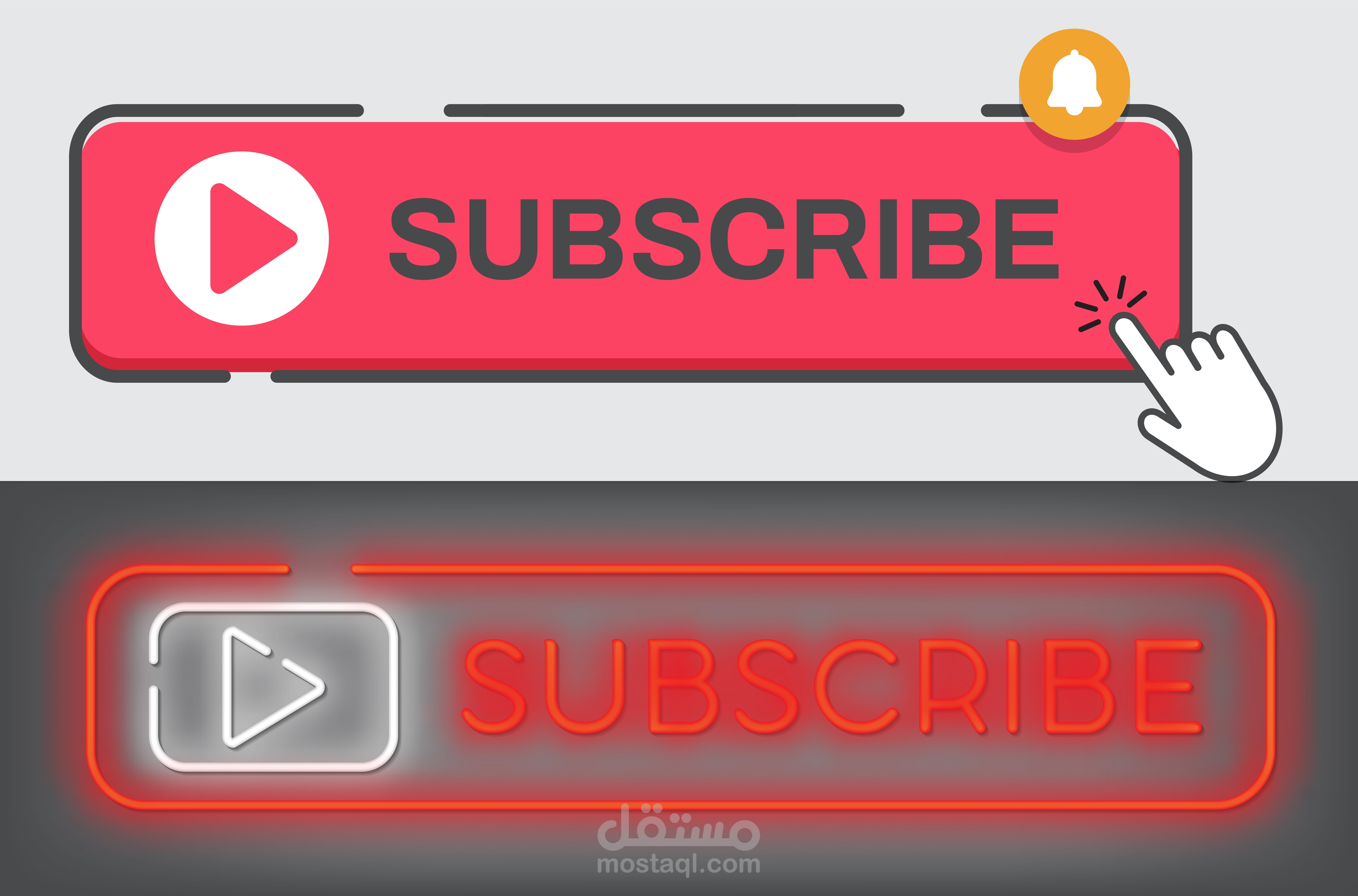 تصميم زر المتابعة subscribe لقناة يوتيوب