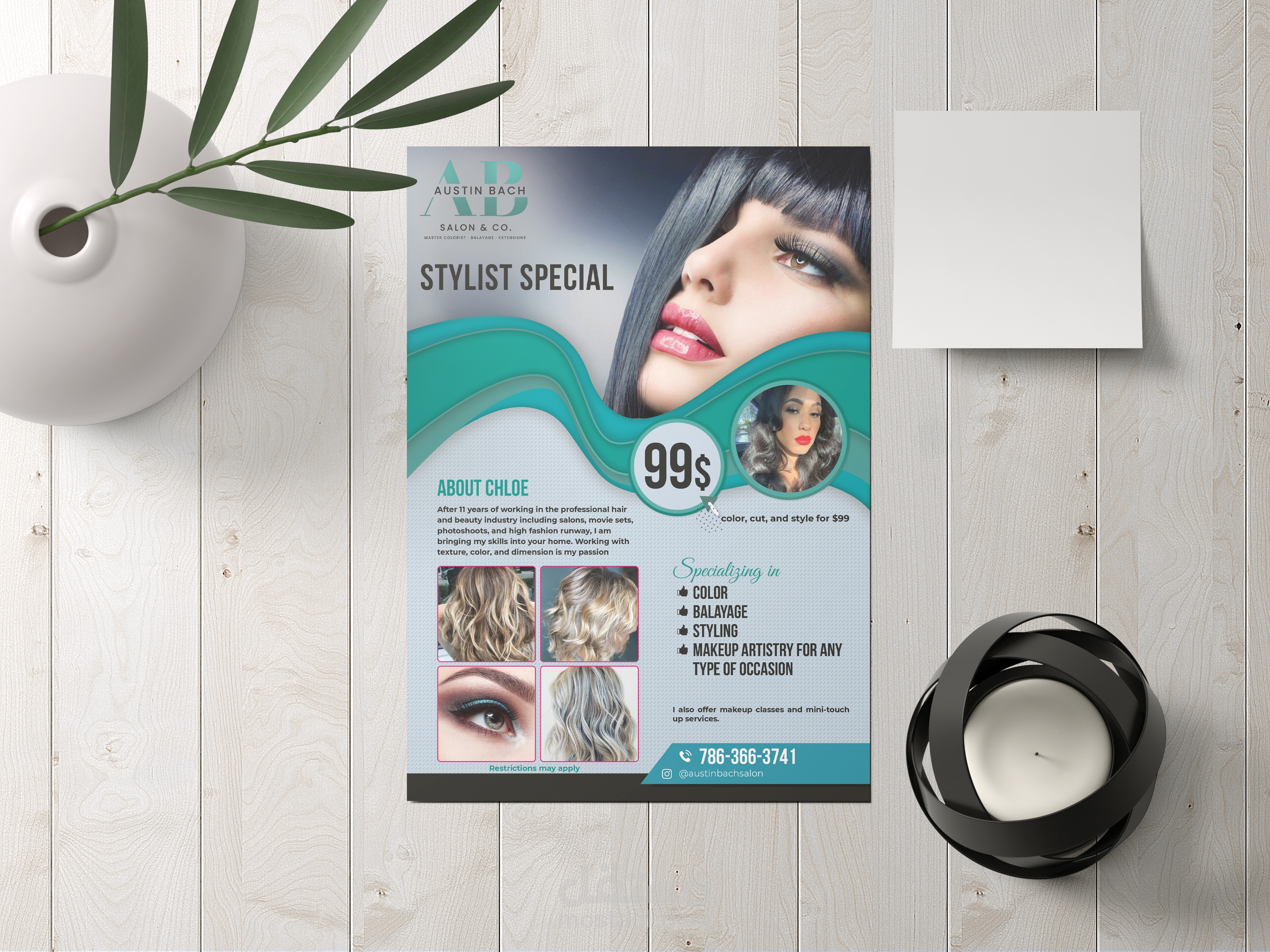 تصميم فلاير لصالون تجميل اجنبي