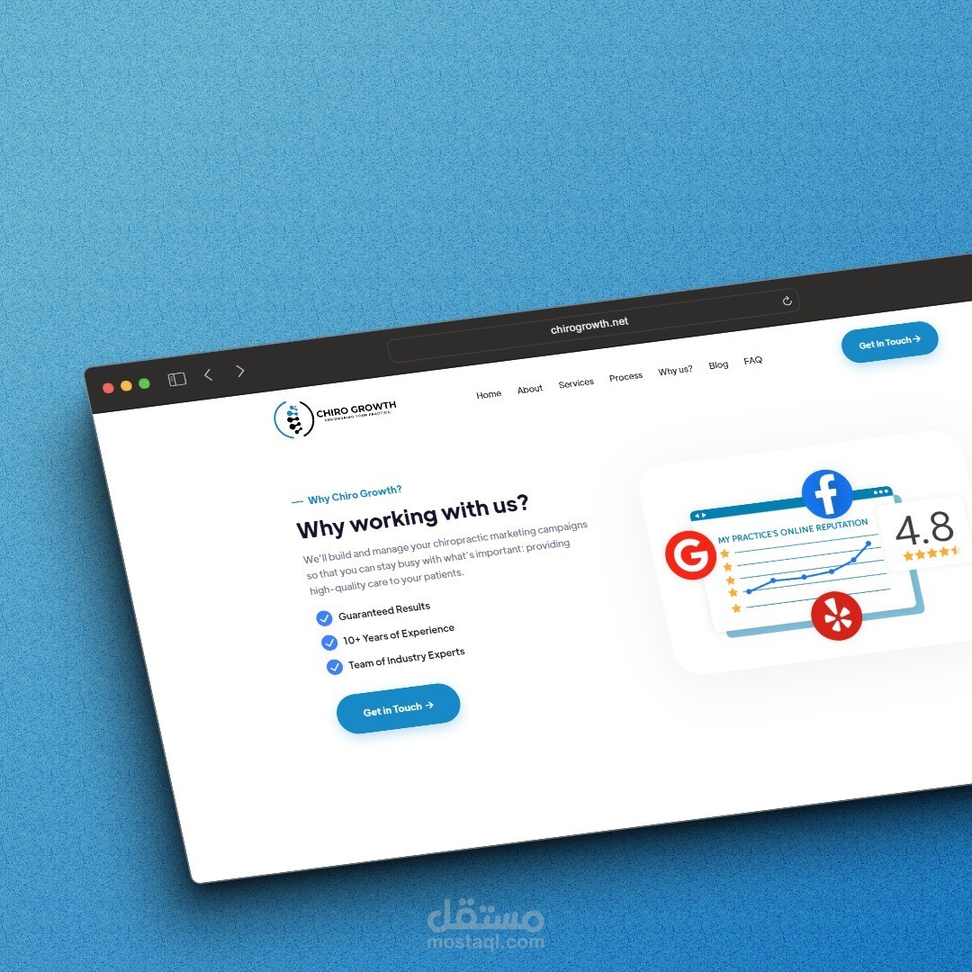 تصميم الموقع الديناميكي لـ Chiro Growth