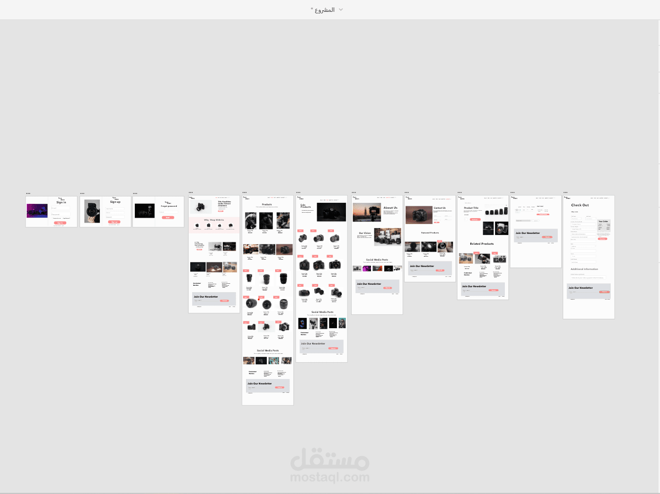 متجر الكتروني لبيع الكاميرات بأنواعها (UX,UI)