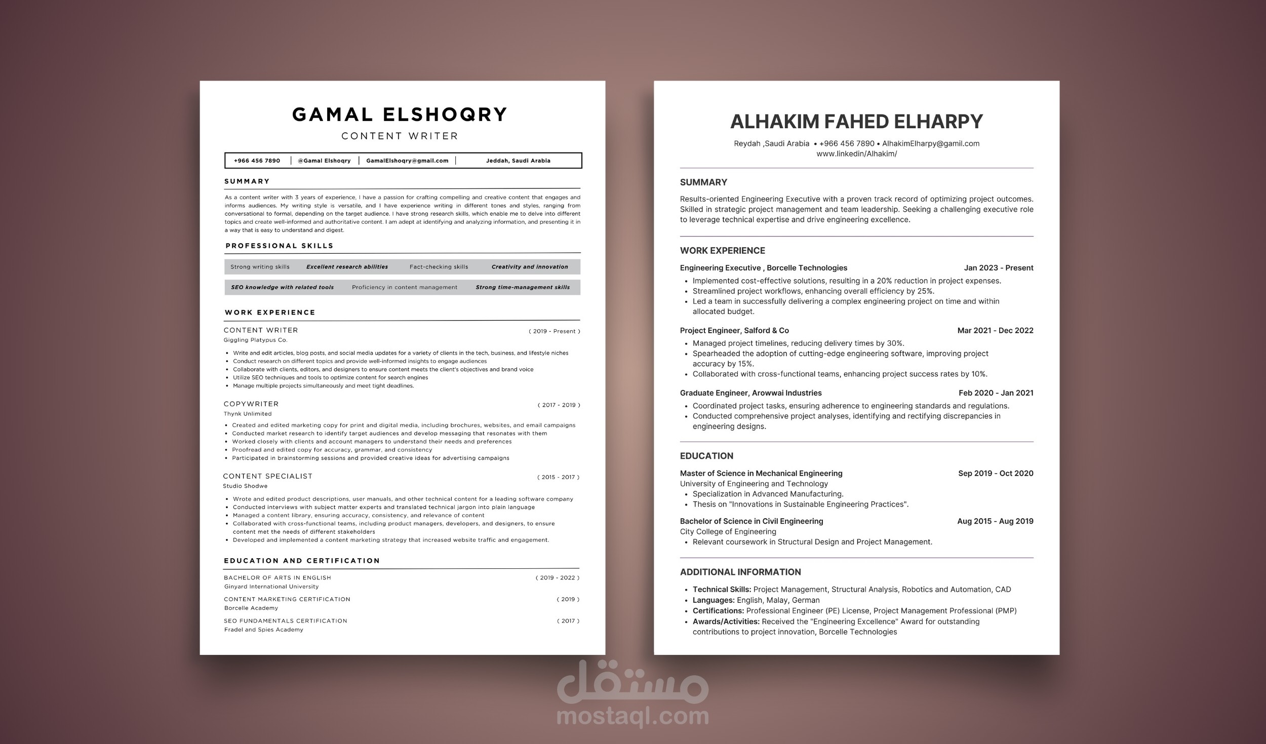 تصميم وكتابة سيرة ذاتية modern