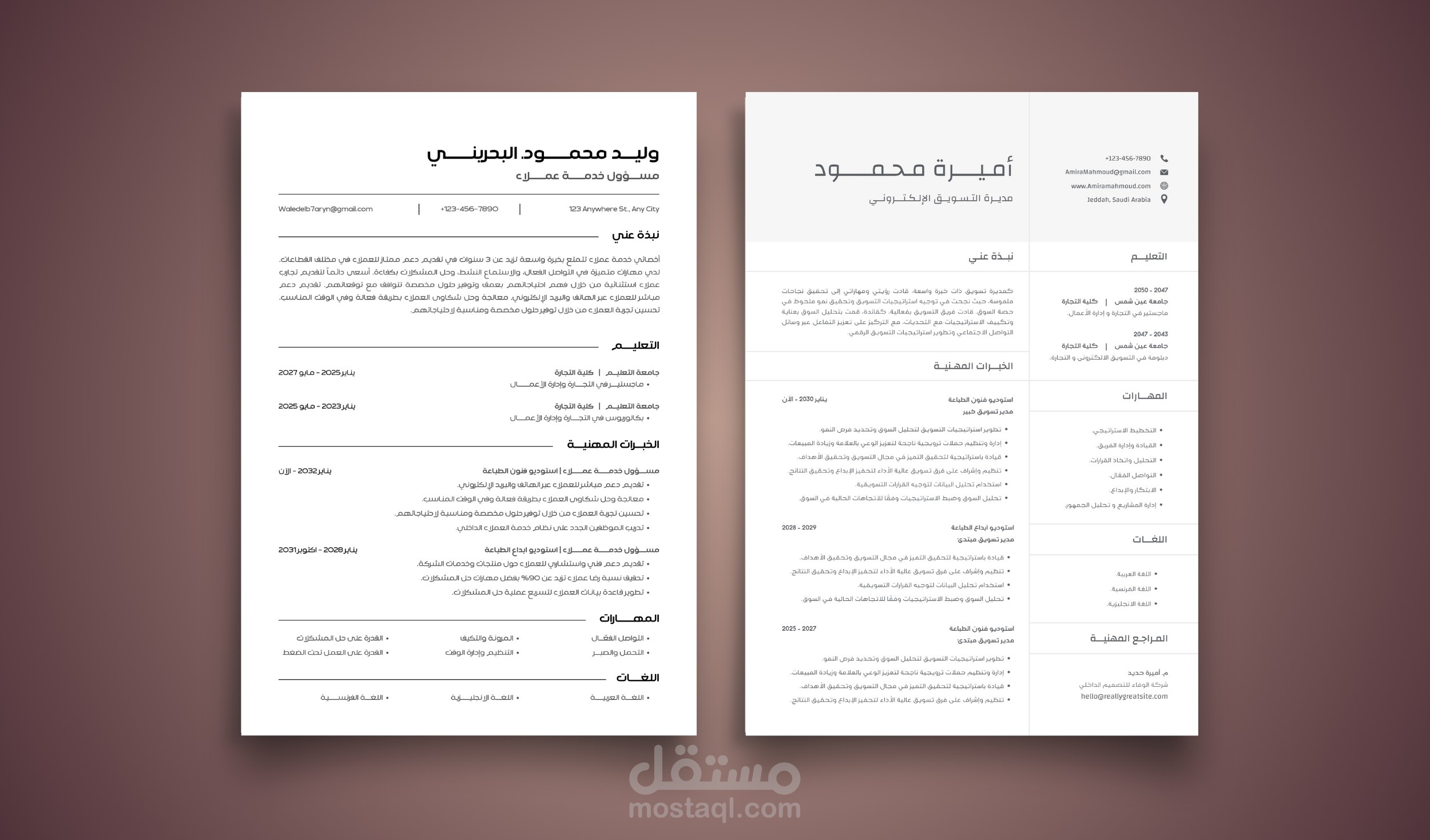 تصميم وكتابة سيرة ذاتية باللغة العربية