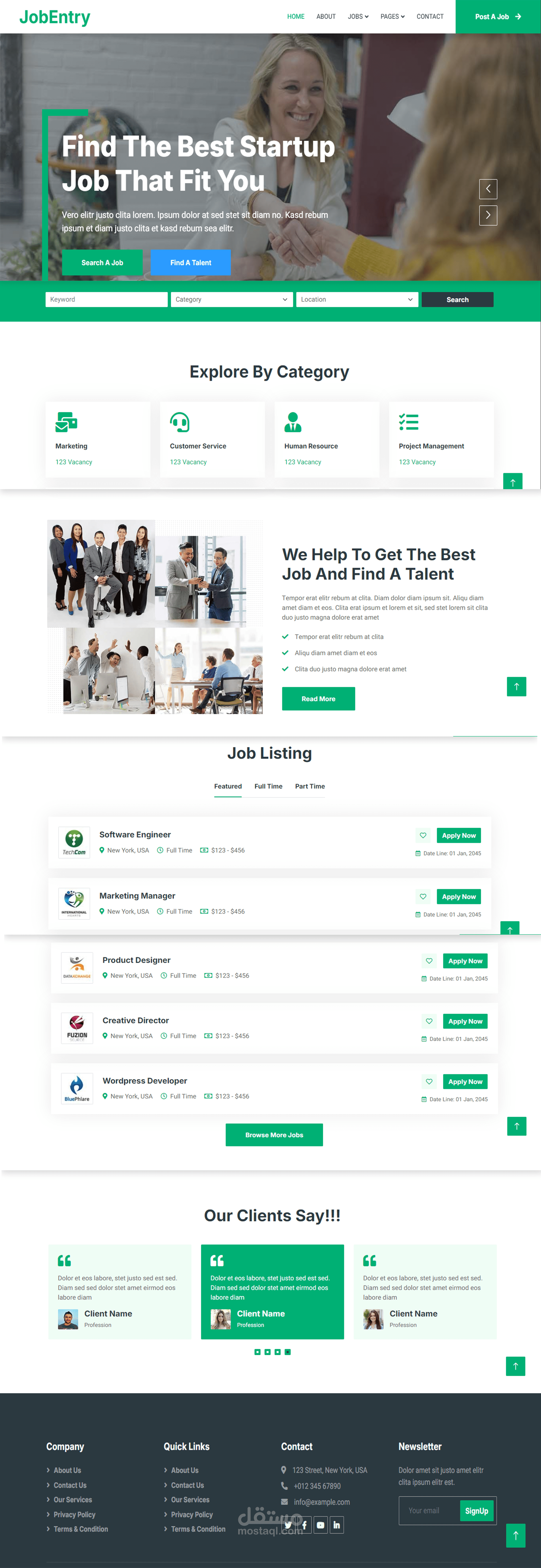 A website for advertising jobs