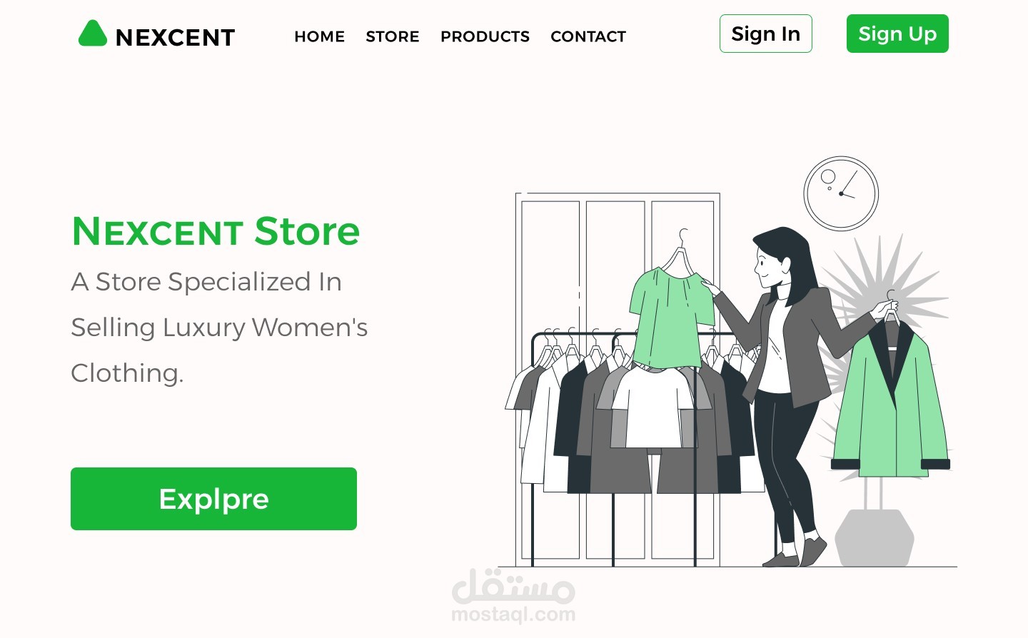 landing page for Ecommerce store