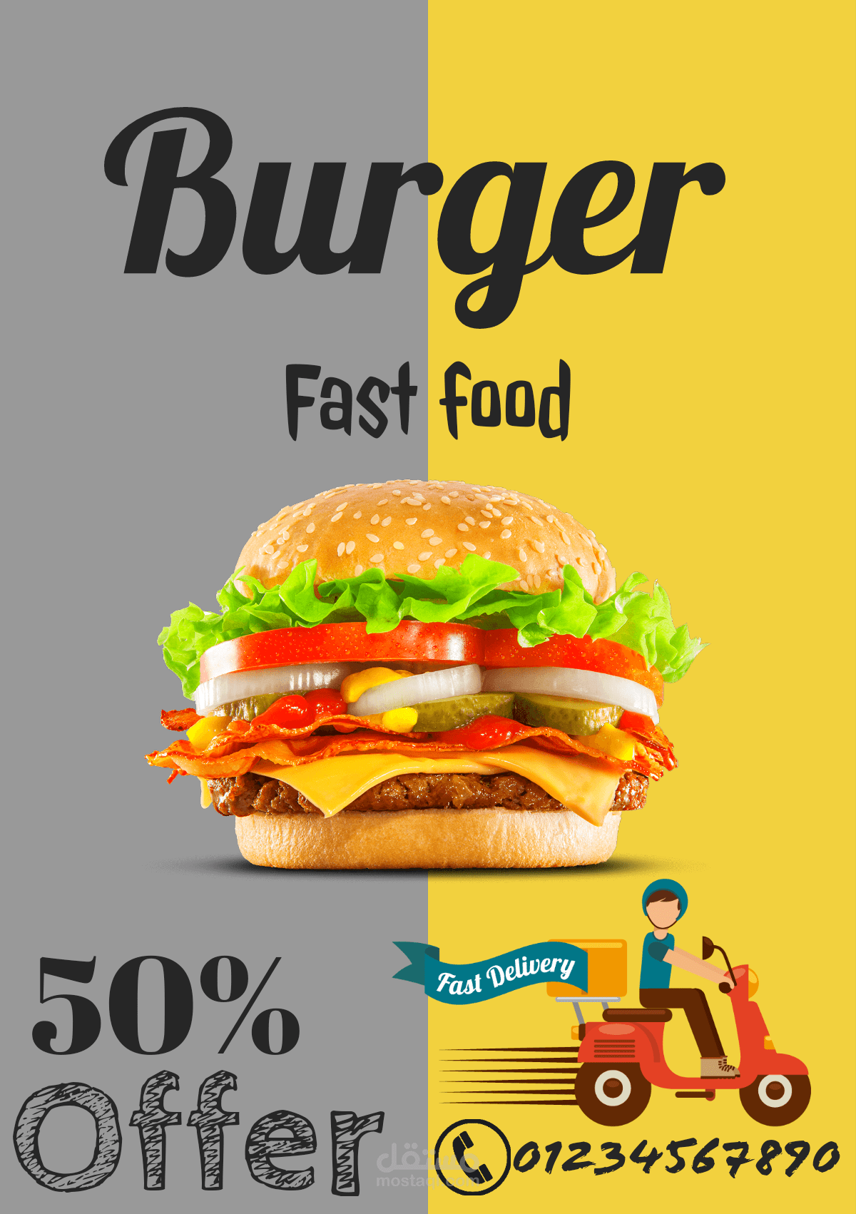 Advertisement and social media post for a fast food restaurant
