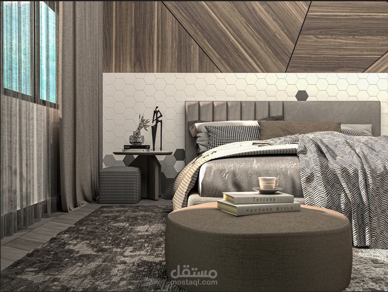 تمصميم  modern  لغرفة نوم بمساحة 16 متر