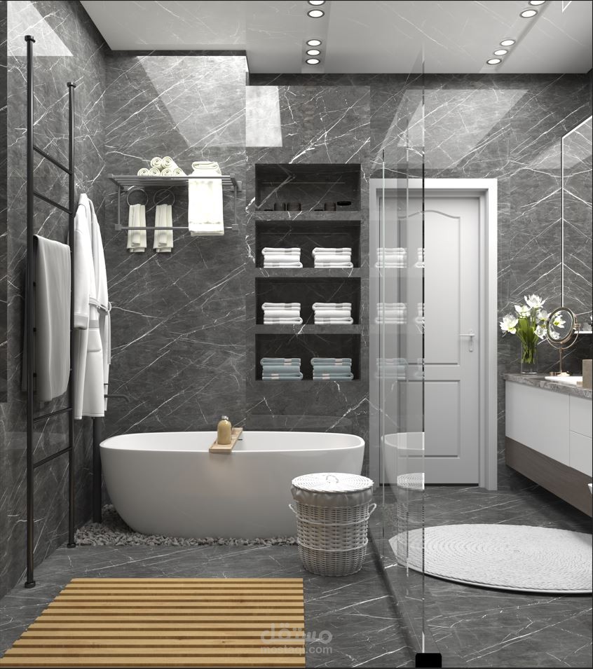 تصميم حمام فيلا مودرن بمساحه 6.25 متر