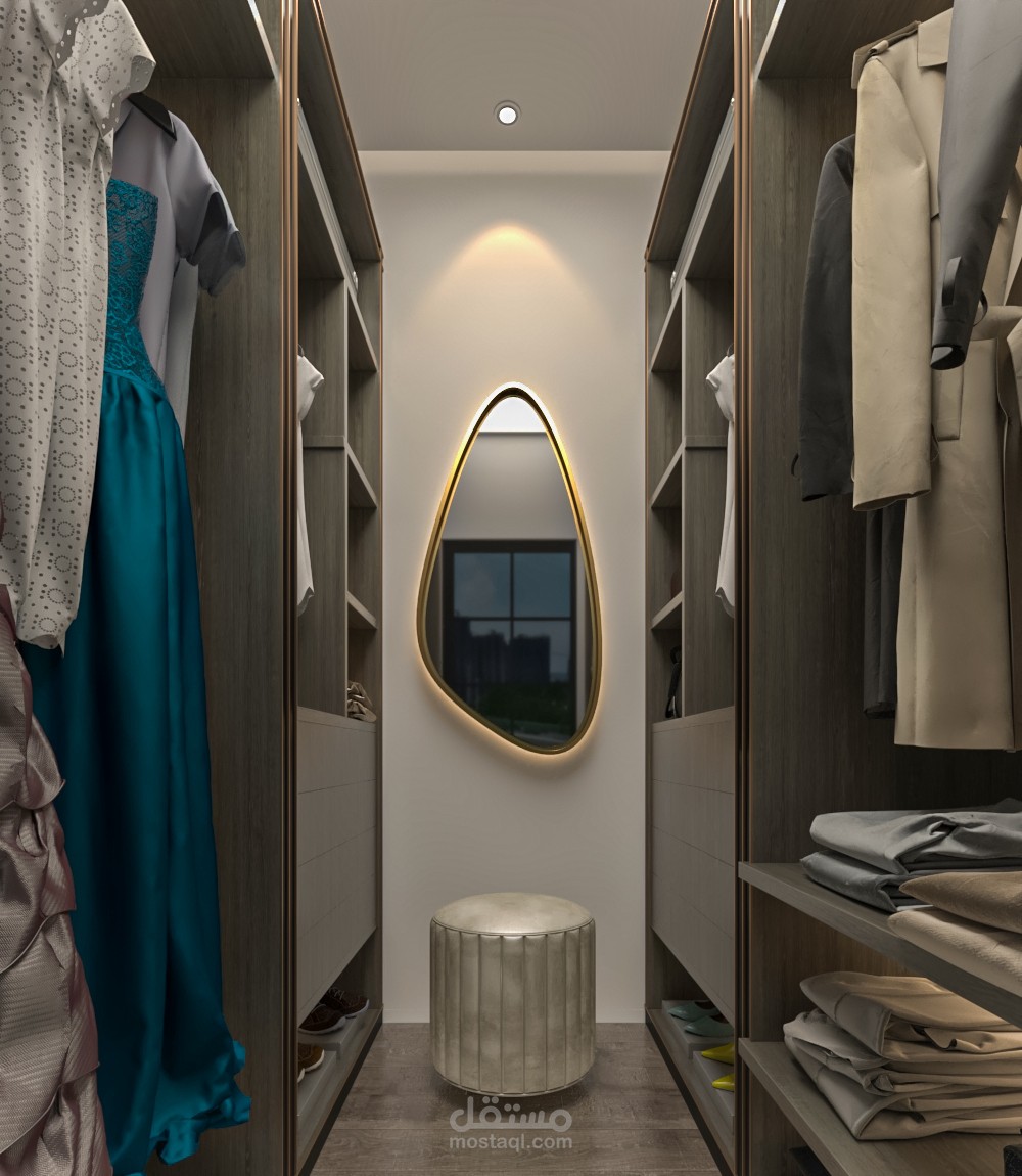 تصميم غرفة تغييلر ملابس بمساحه 4 متر مربع